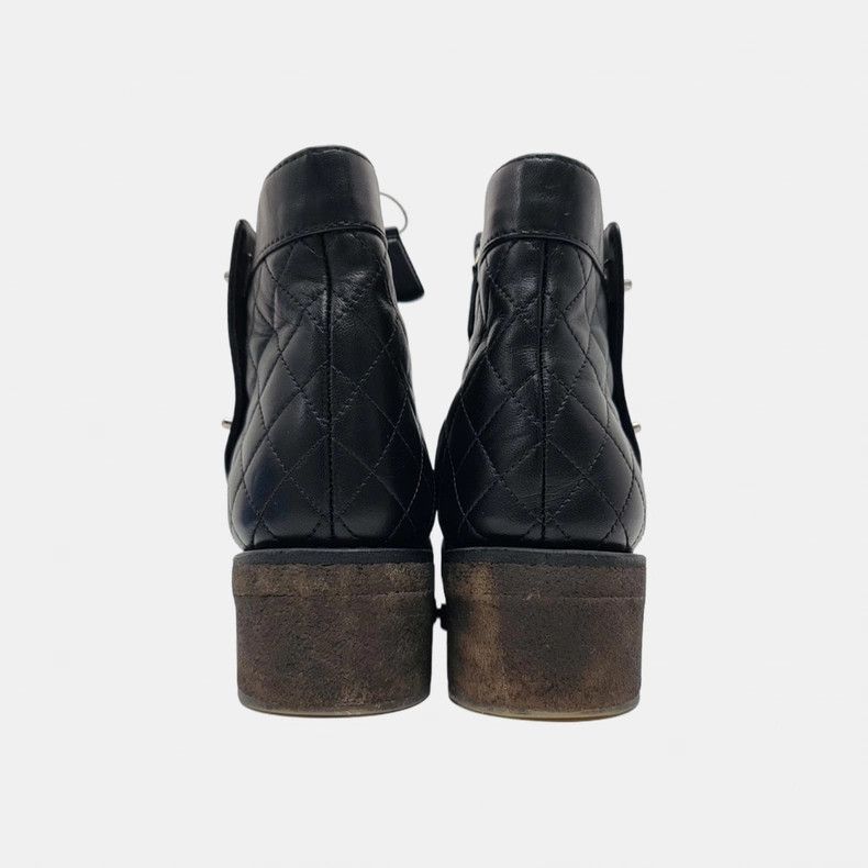 Chanel CHANEL Black Leather Short Boots 37 Size US 6 / IT 36 - 3 Thumbnail