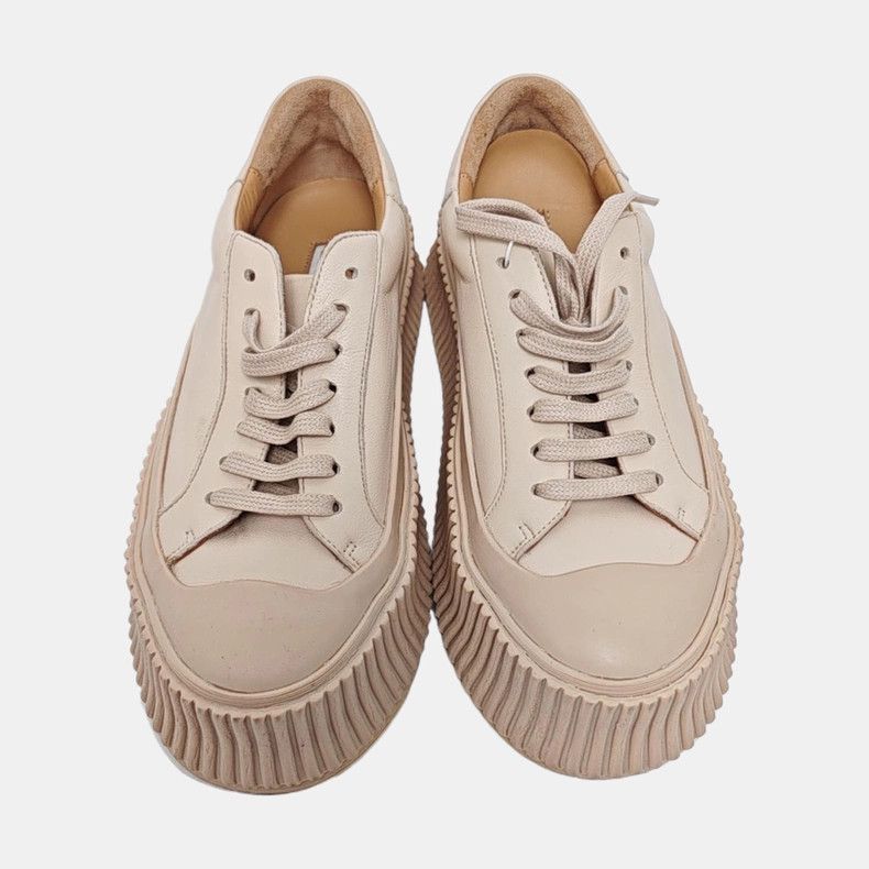 Jil Sander JIL SANDER Nude Pink Leather Low-Top Casual Shoes Size US 5 / IT 35 - 2 Thumbnail