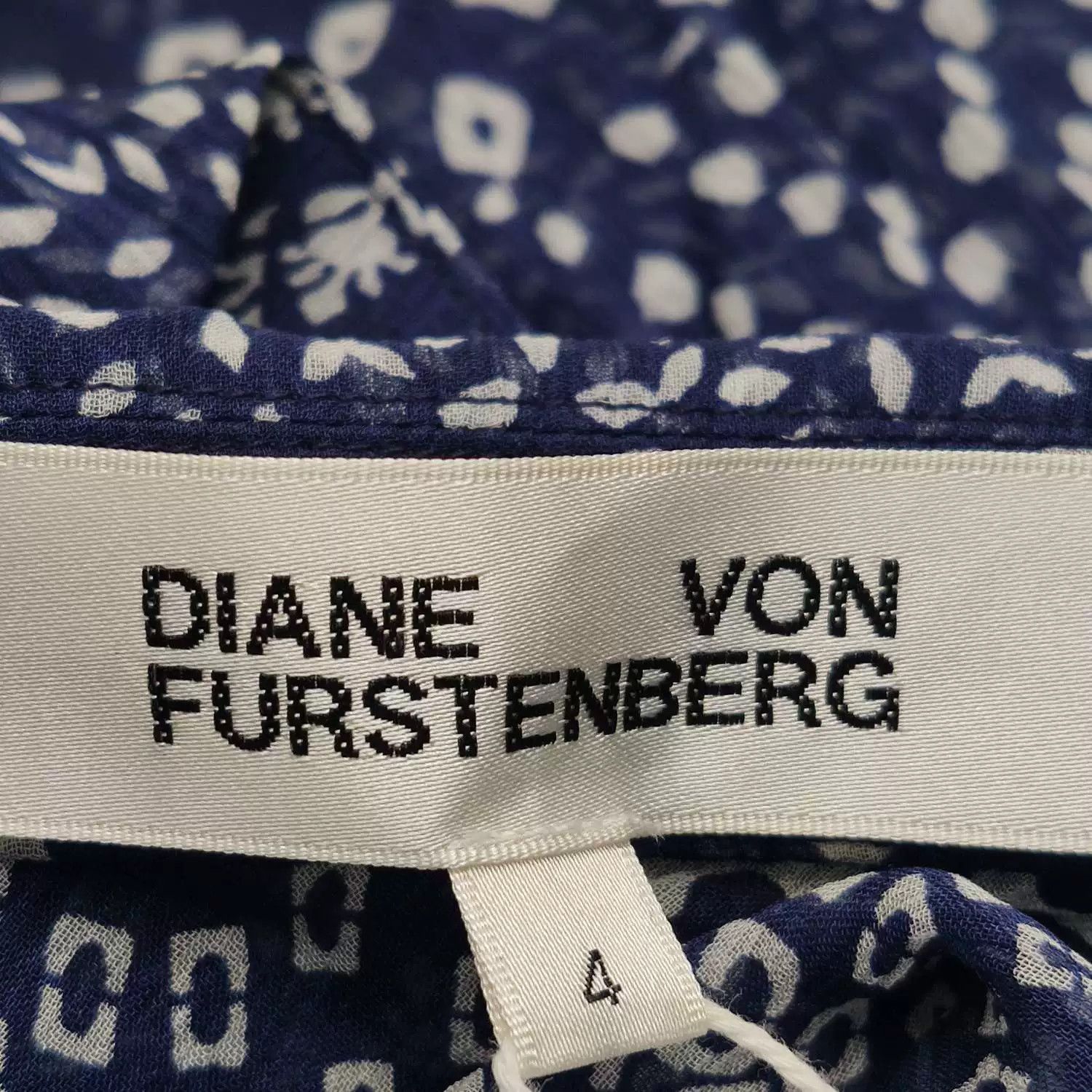Diane von Furstenberg DVF Blue White Printed Womens Top Size S / US 4 / IT 40 - 6 Thumbnail