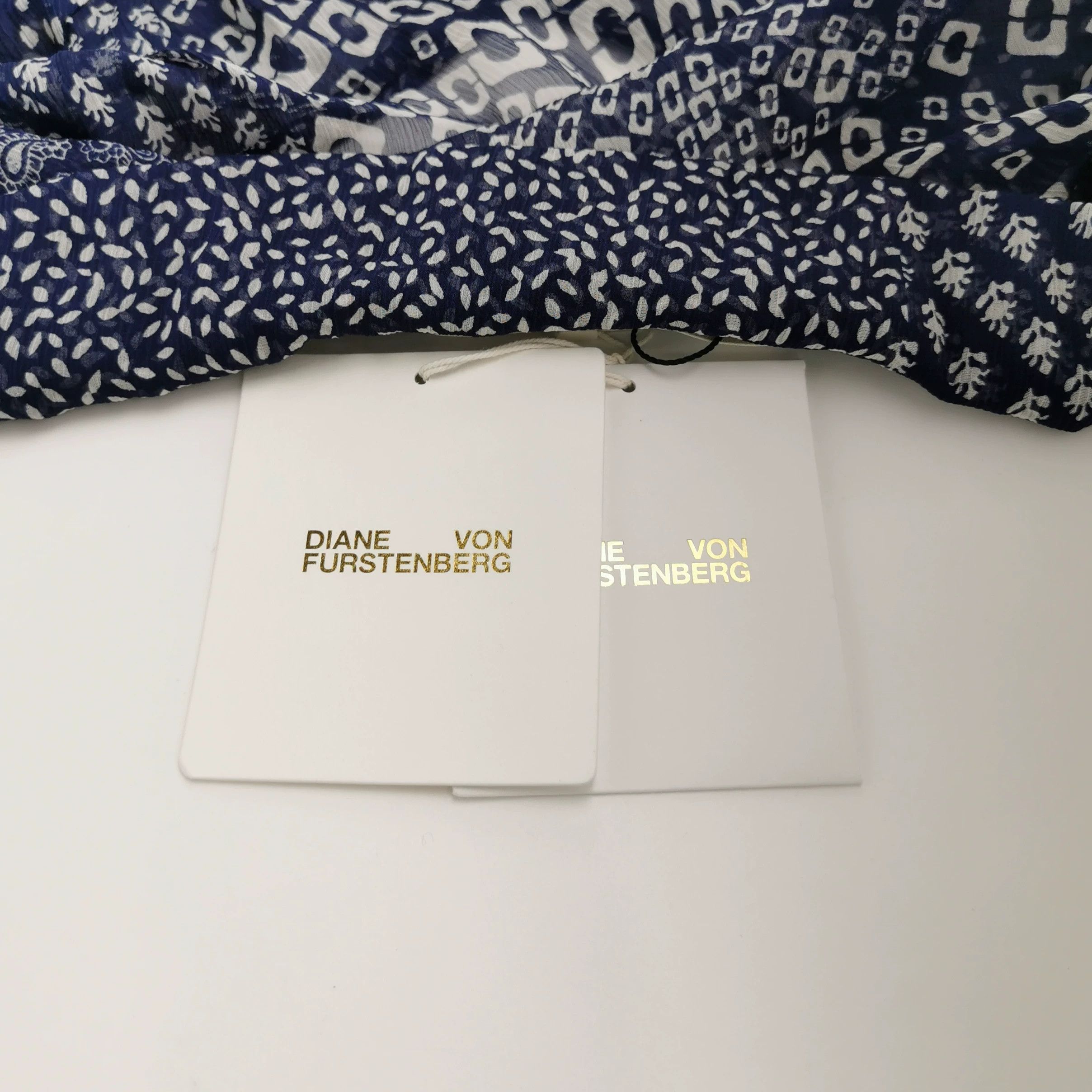 Diane von Furstenberg DVF Blue White Printed Womens Top Size S / US 4 / IT 40 - 5 Thumbnail