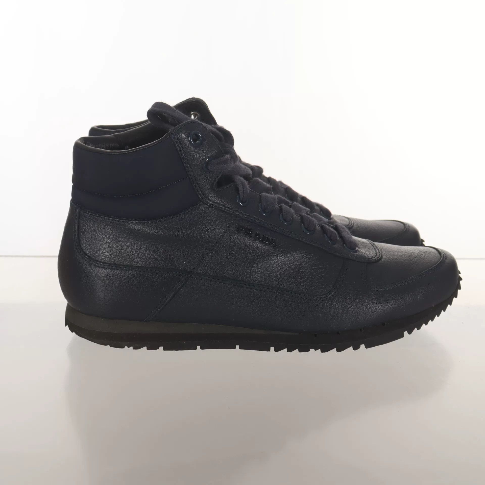 Prada Prada Women's Leather Logo High-Top Sneakers Size US 11 / IT 41 - 3 Thumbnail