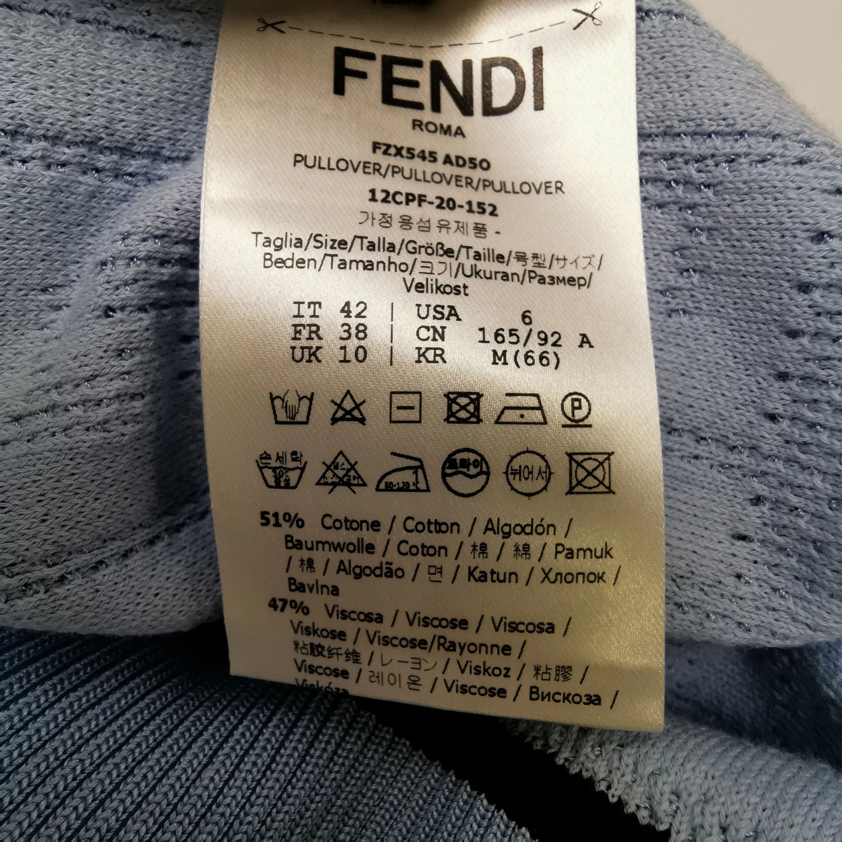 Fendi Fendi Cotton Color Block Round Neck Sweater Size M / US 6-8 / IT 42-44 - 7 Thumbnail
