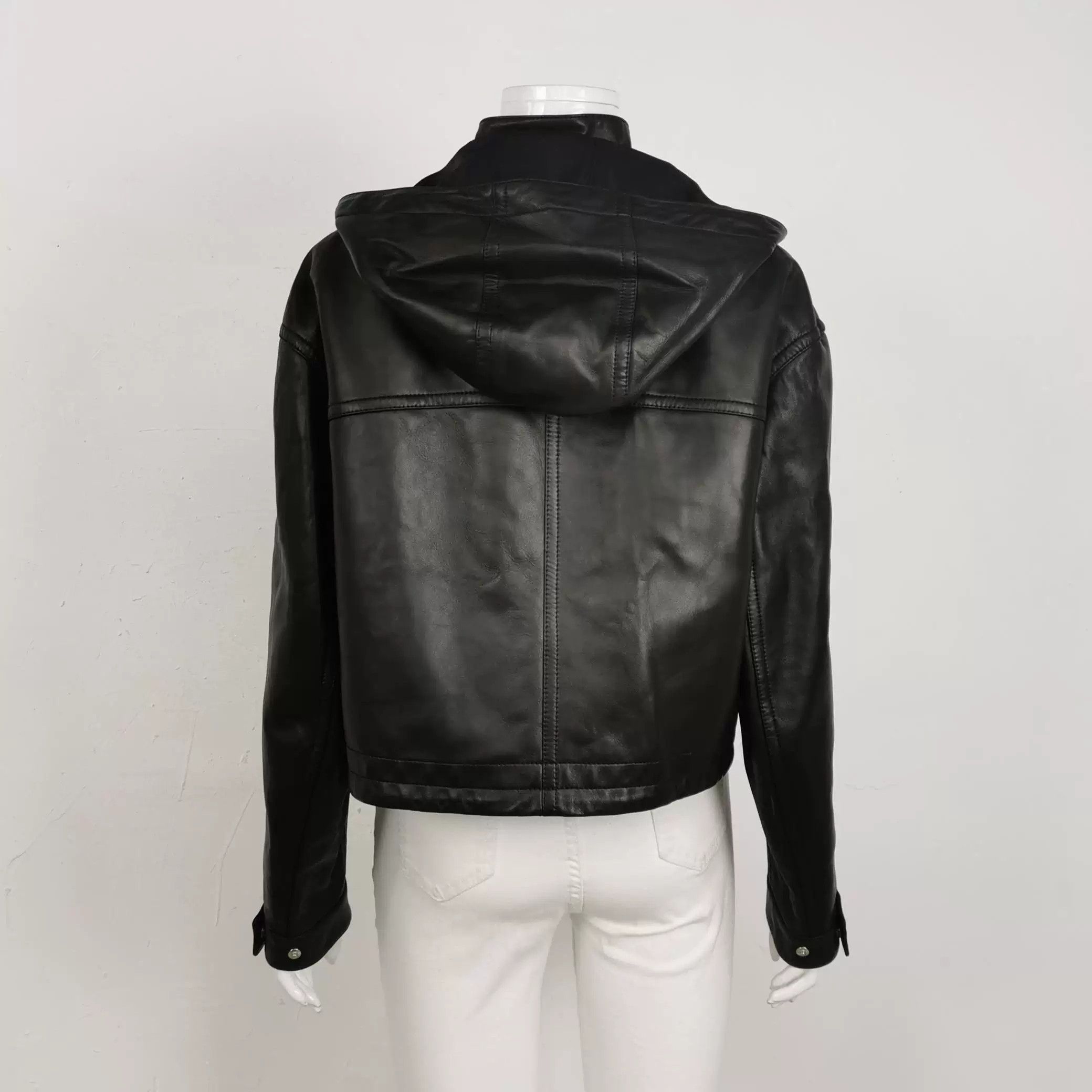 Salvatore Ferragamo Salvatore Ferragamo Sheepskin Hooded Leather Jacket Size US XXS / EU 40 - 2 Thumbnail
