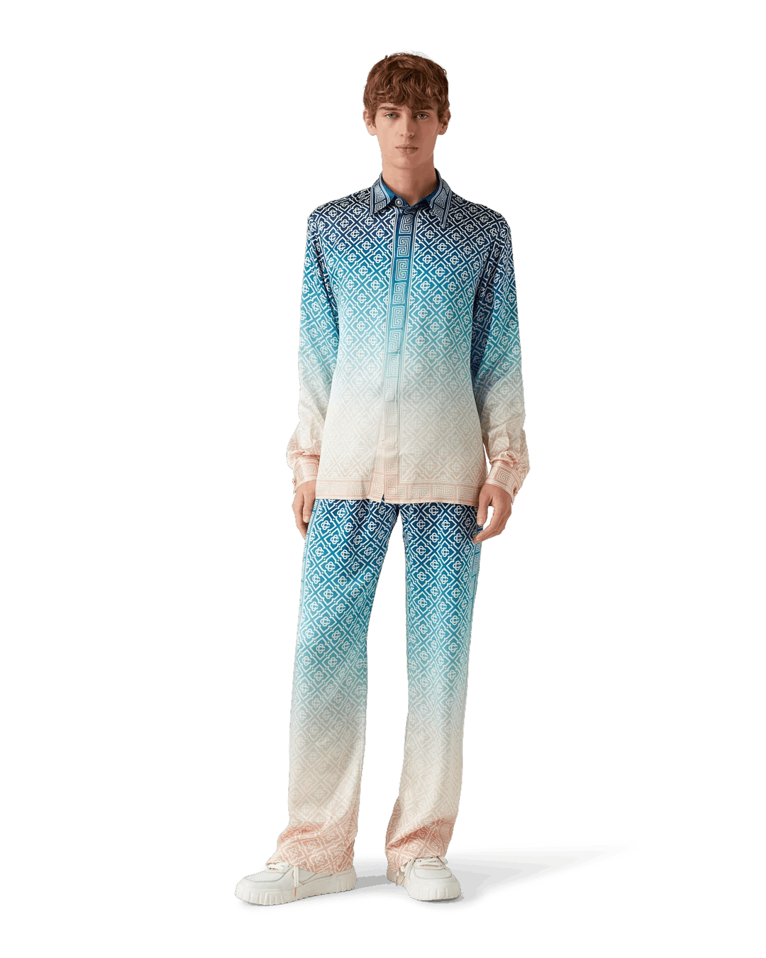 Casablanca Silk Satin Drawstring Trousers Blue Gradient Size US 28 / EU 44 - 2 Thumbnail