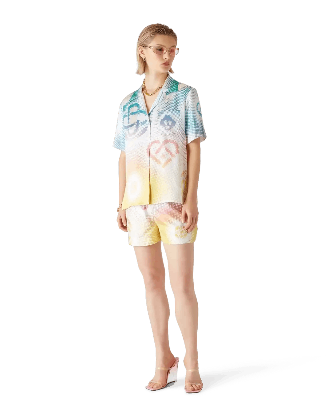 Casablanca Halftone Logo Silk Shorts Size US 30 / EU 46 - 2 Thumbnail