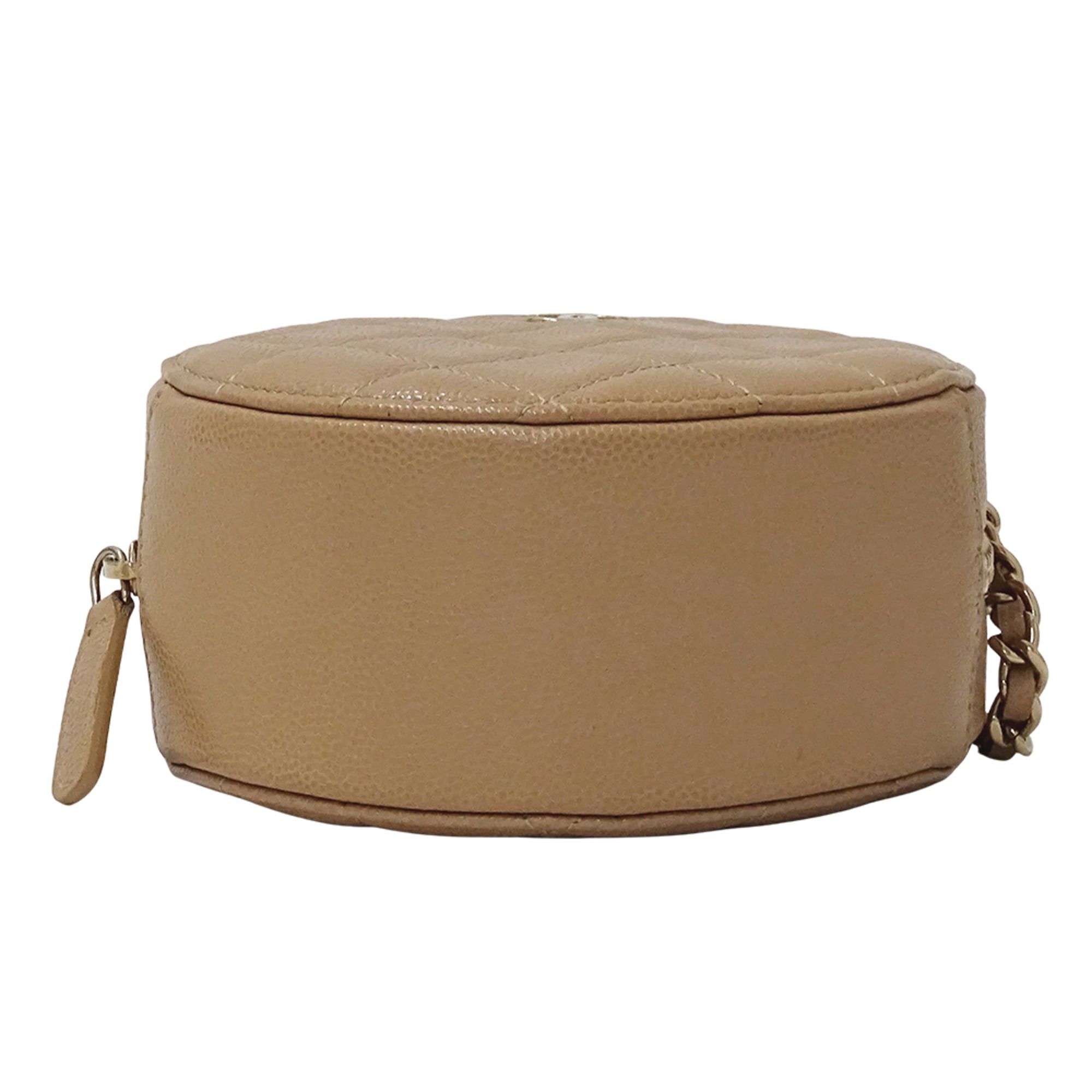 Chanel Chanel Matelassé handbag for women, brand shoulder bag, caviar leather, beige, gold hardware, chain pouch, round shape. Size ONE SIZE - 3 Thumbnail