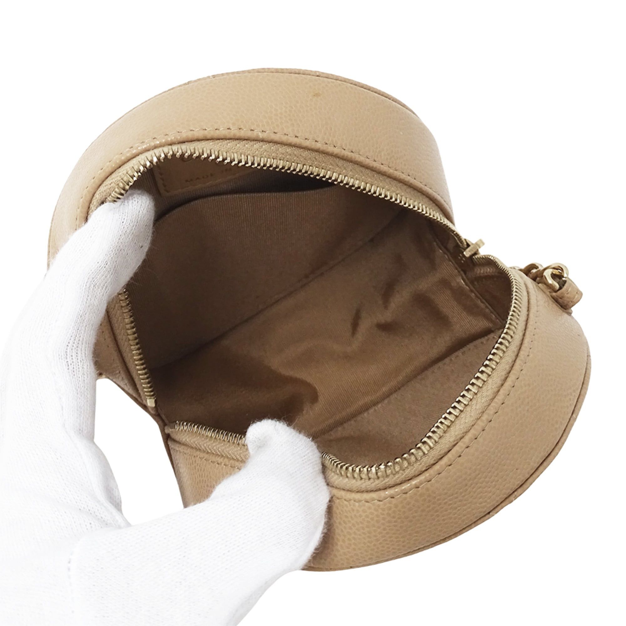 Chanel Chanel Matelassé handbag for women, brand shoulder bag, caviar leather, beige, gold hardware, chain pouch, round shape. Size ONE SIZE - 5 Thumbnail