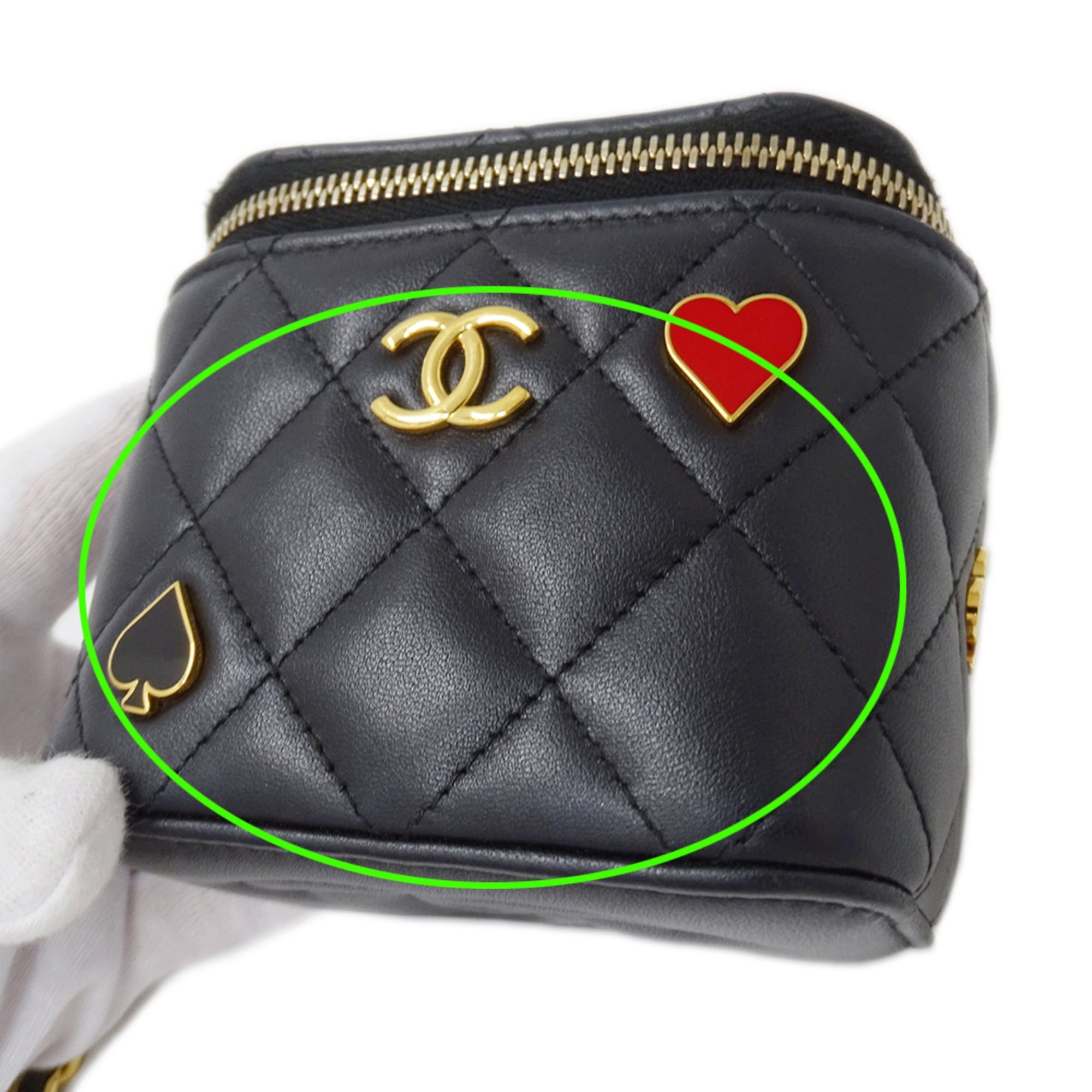 Chanel Chanel Matelassé handbag for women, brand shoulder bag, lambskin, black, gold hardware, black chain shoulder, vanity case, playing card suit. Size ONE SIZE - 11 Thumbnail