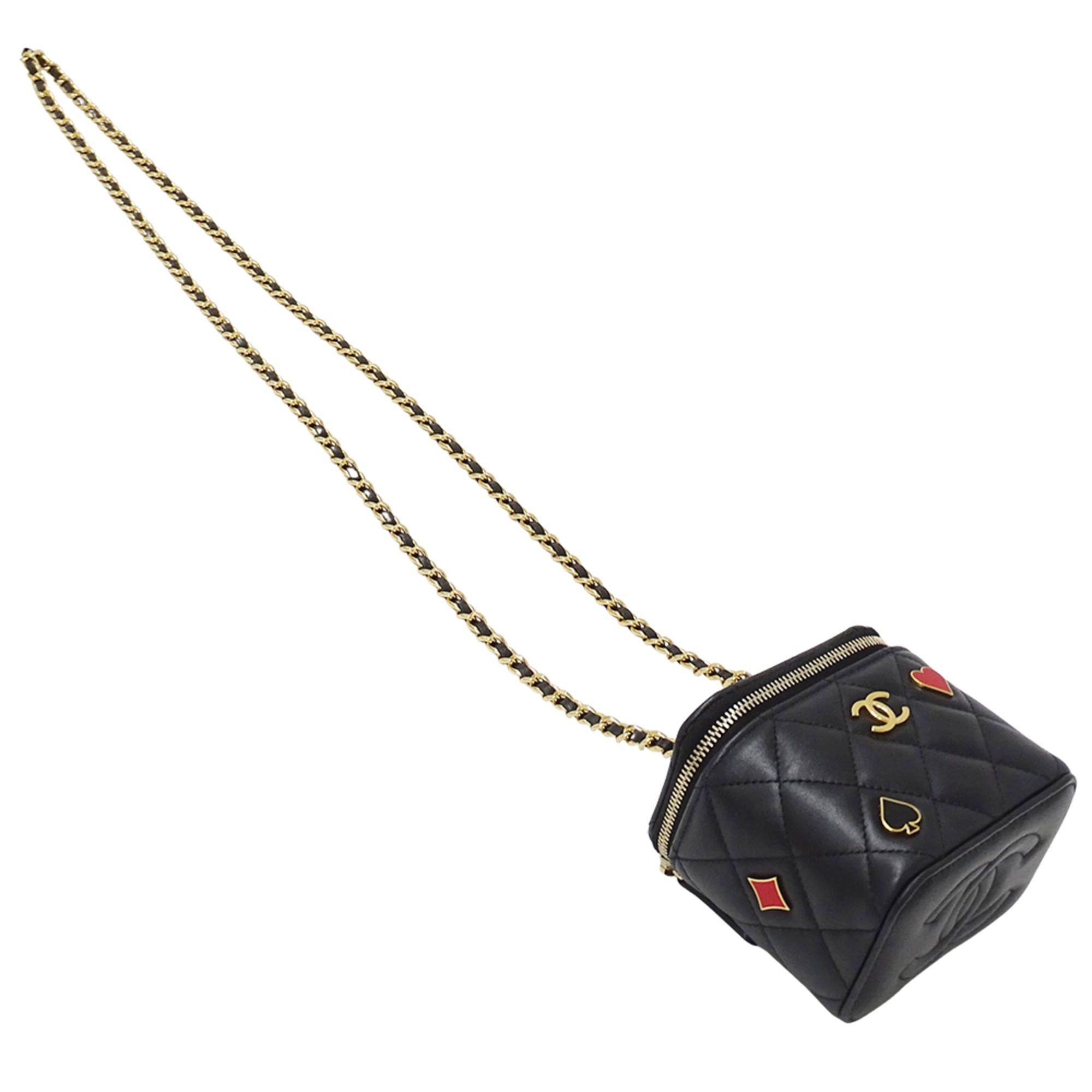 Chanel Chanel Matelassé handbag for women, brand shoulder bag, lambskin, black, gold hardware, black chain shoulder, vanity case, playing card suit. Size ONE SIZE - 4 Thumbnail