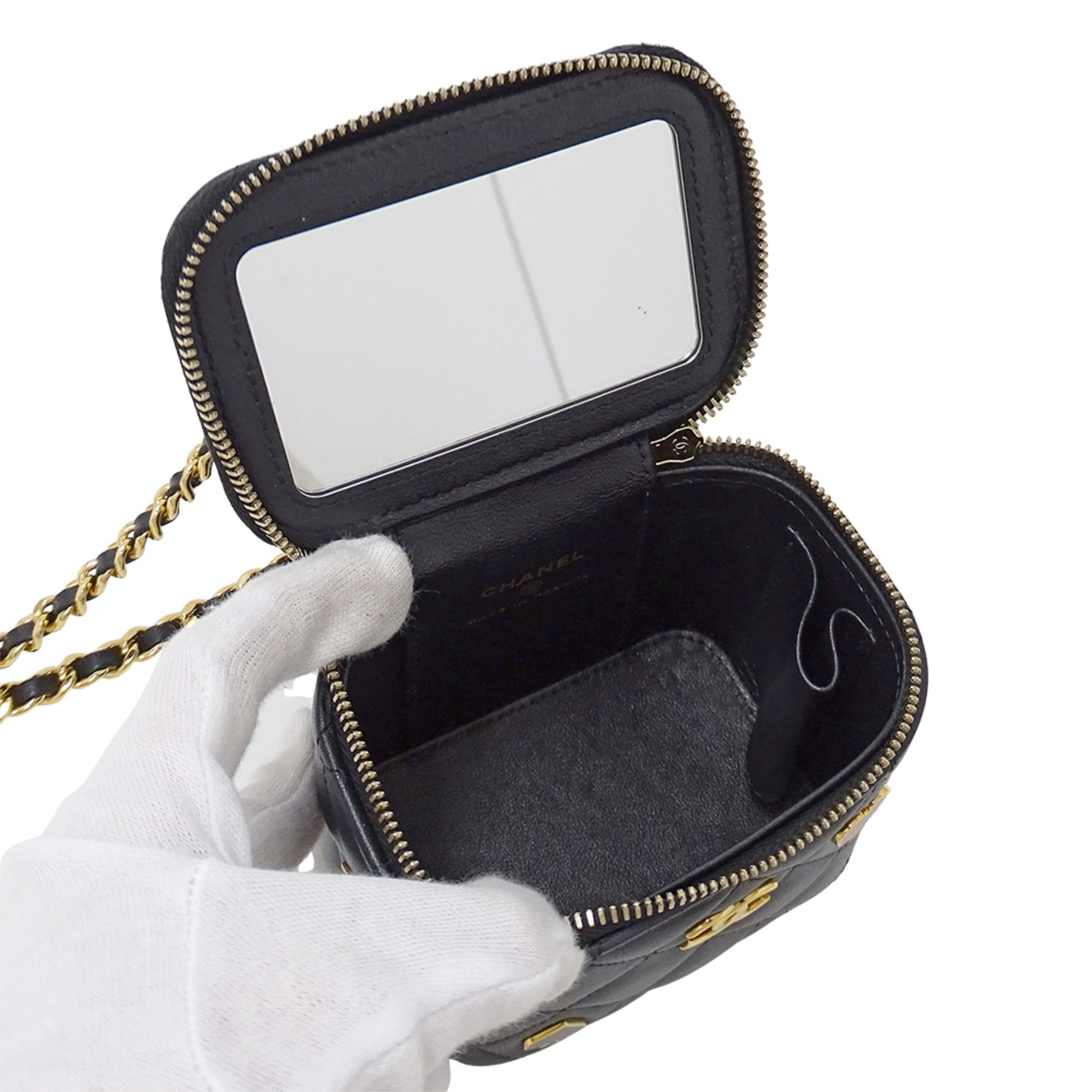 Chanel Chanel Matelassé handbag for women, brand shoulder bag, lambskin, black, gold hardware, black chain shoulder, vanity case, playing card suit. Size ONE SIZE - 5 Thumbnail