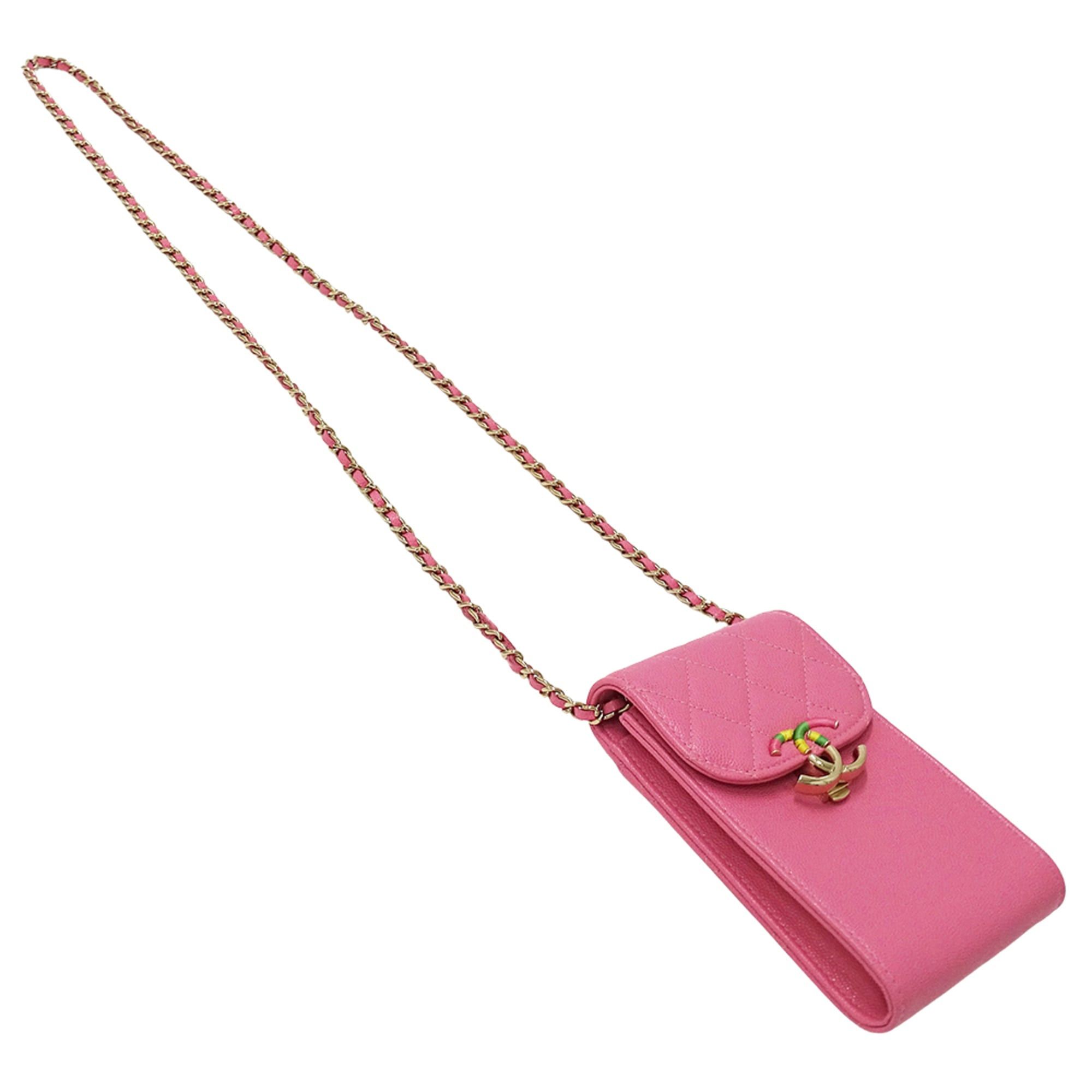 Chanel Chanel Matelassé handbag for women, brand shoulder bag, smartphone strap, caviar leather, pink, gold hardware, pouch, chain strap. Size ONE SIZE - 4 Thumbnail