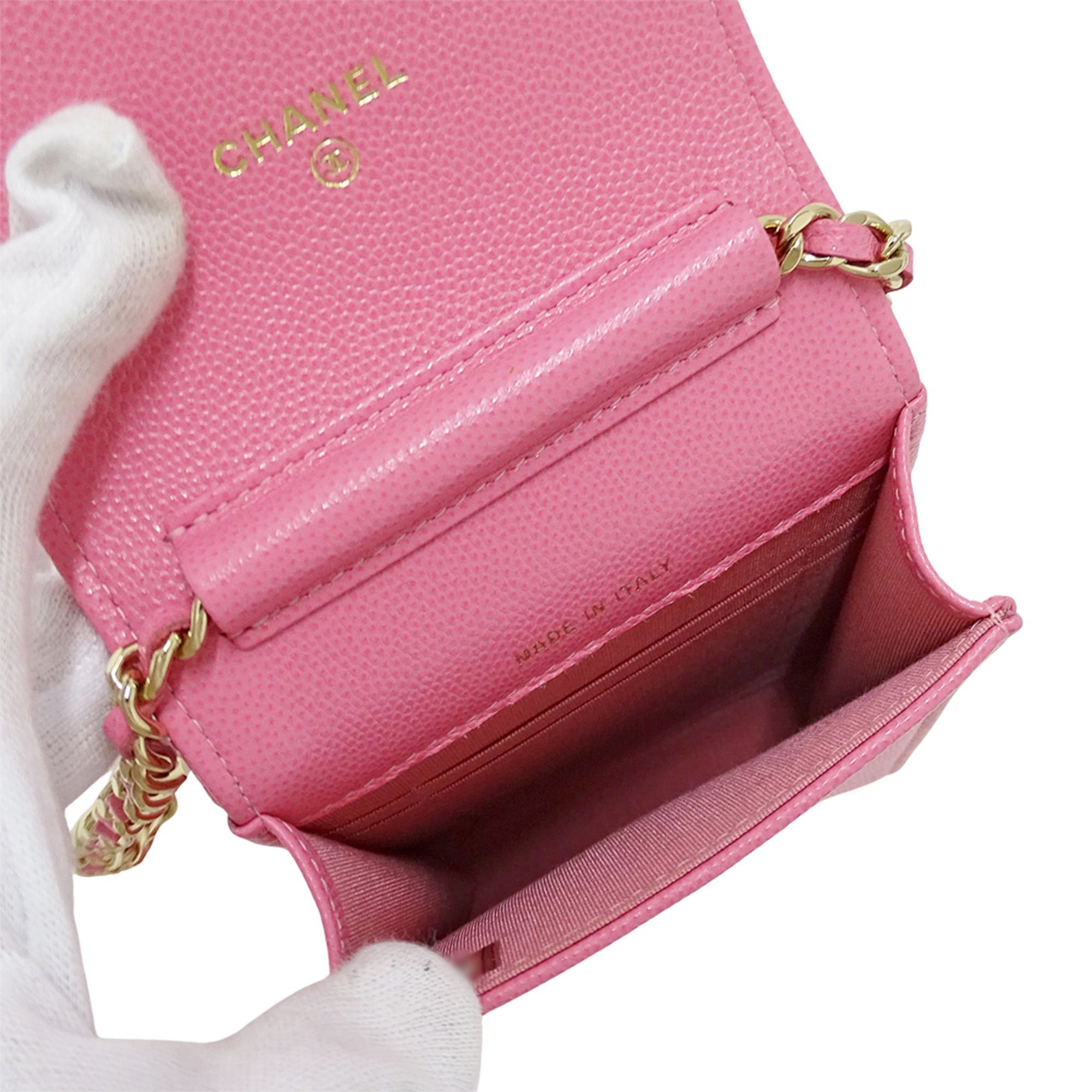 Chanel Chanel Matelassé handbag for women, brand shoulder bag, smartphone strap, caviar leather, pink, gold hardware, pouch, chain strap. Size ONE SIZE - 5 Thumbnail