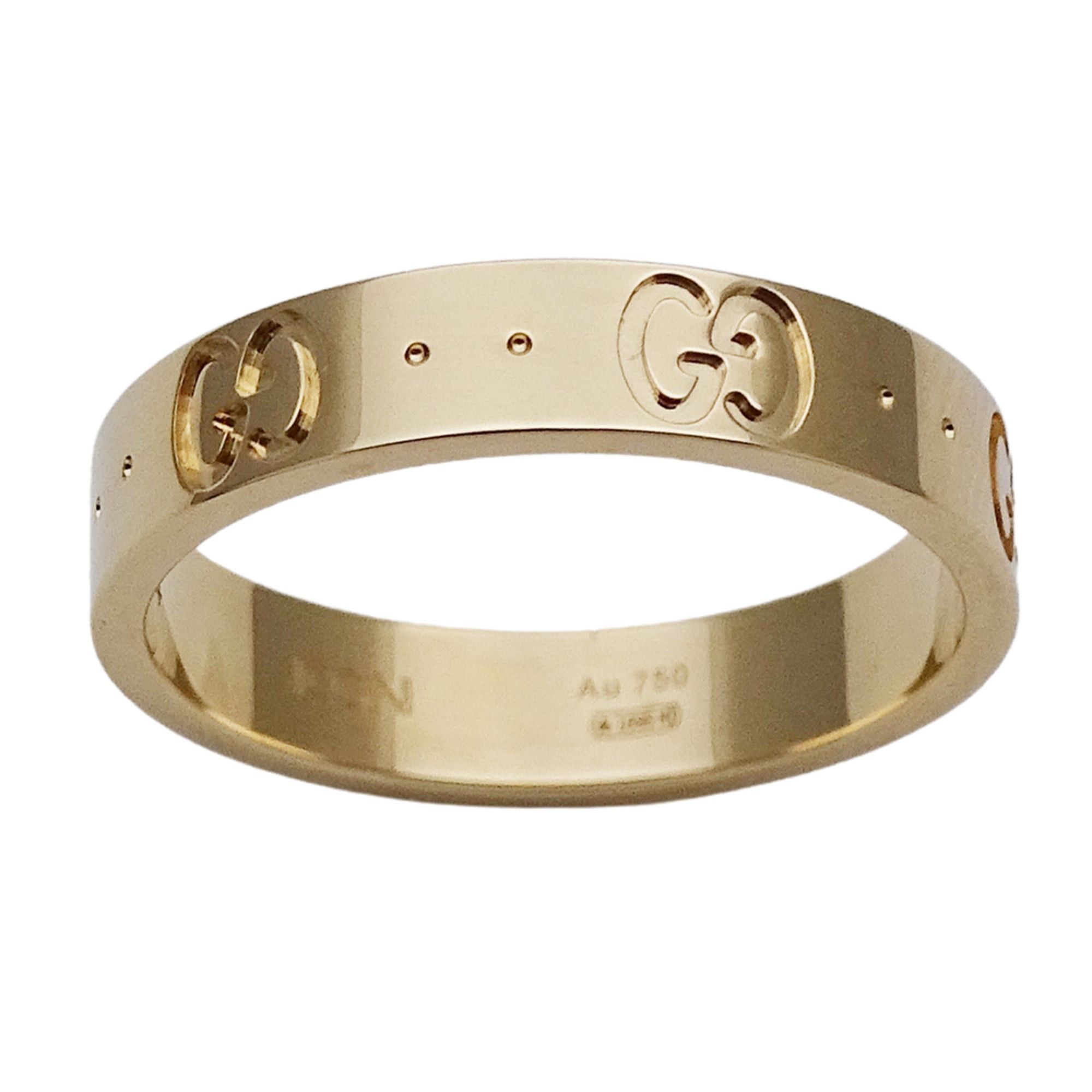 Gucci Gucci ring for women and men, brand name ring, 750YG Icon yellow gold, size #14 (approx. 1 inch), jewelry. Size ONE SIZE - 2 Thumbnail