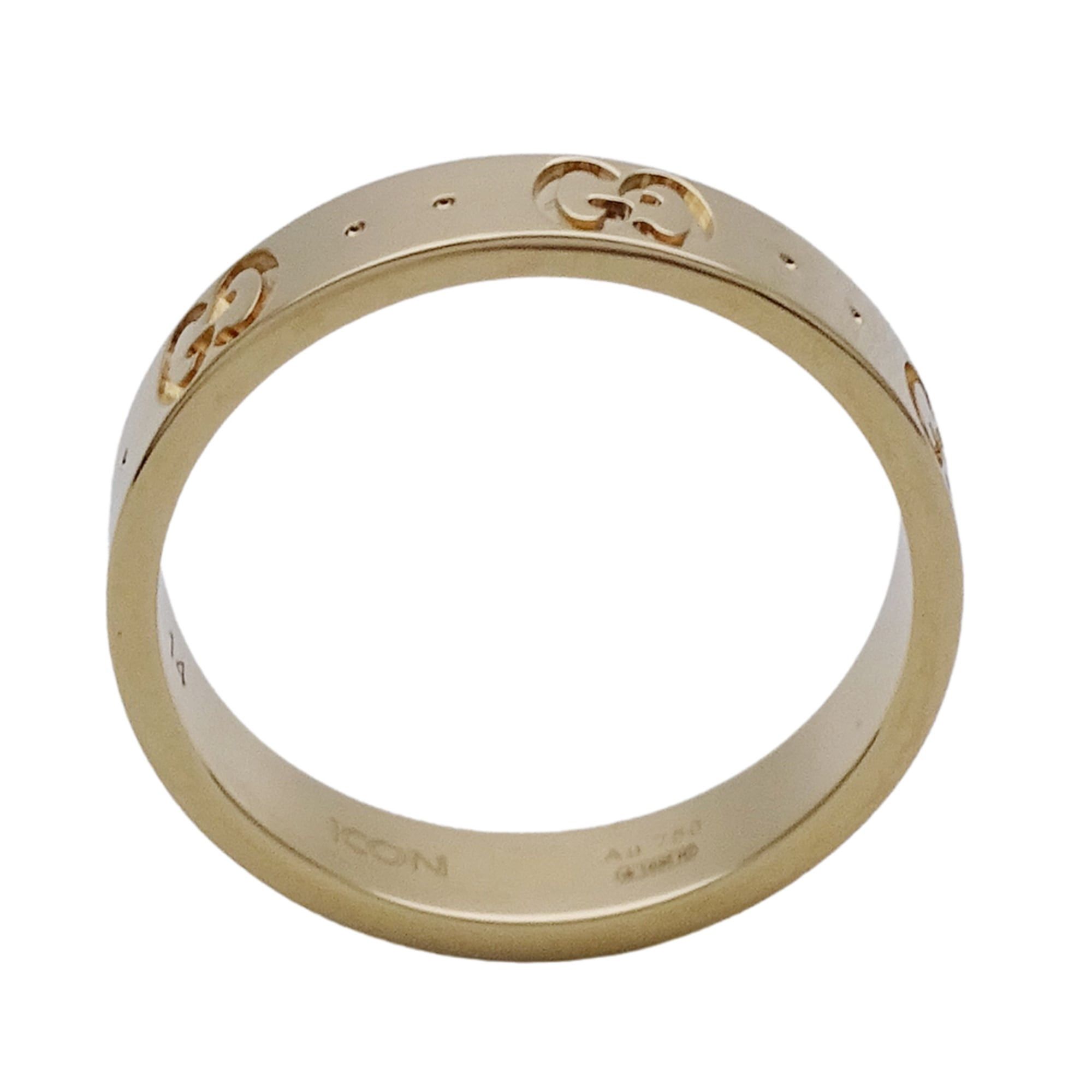 Gucci Gucci ring for women and men, brand name ring, 750YG Icon yellow gold, size #14 (approx. 1 inch), jewelry. Size ONE SIZE - 3 Thumbnail
