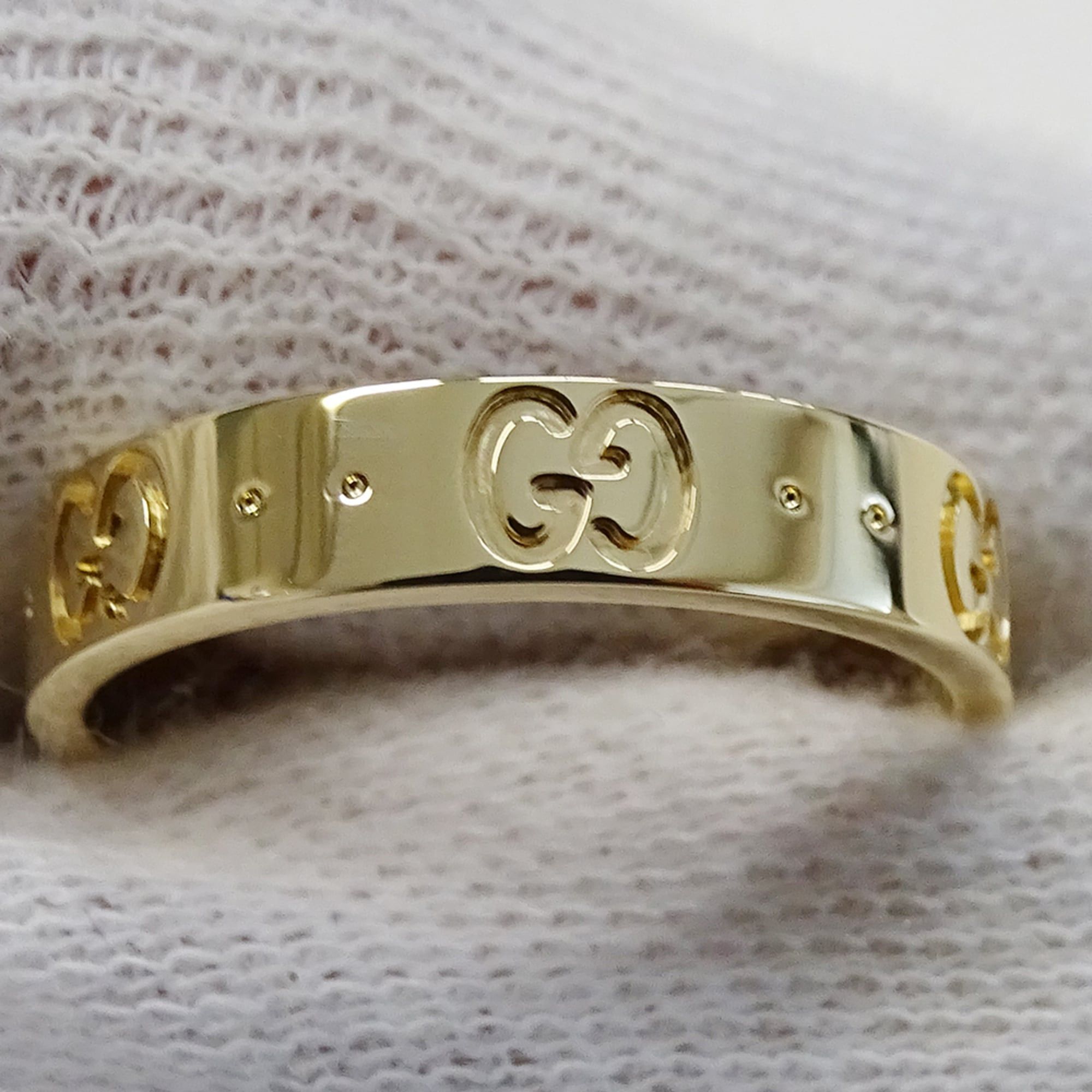 Gucci Gucci ring for women and men, brand name ring, 750YG Icon yellow gold, size #14 (approx. 1 inch), jewelry. Size ONE SIZE - 9 Thumbnail