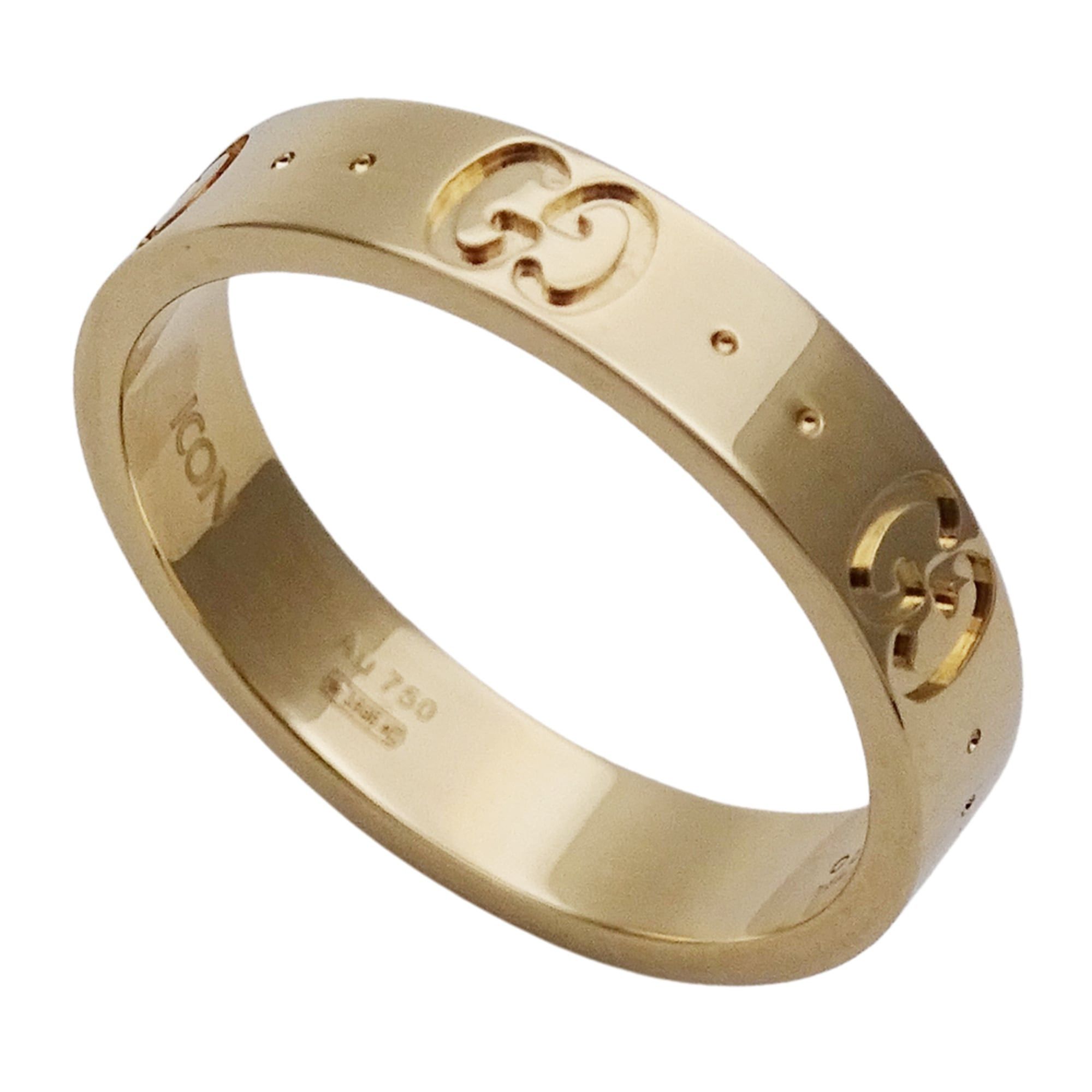 Gucci Gucci ring for women and men, brand name ring, 750YG Icon yellow gold, size #14 (approx. 1 inch), jewelry. Size ONE SIZE - 4 Thumbnail