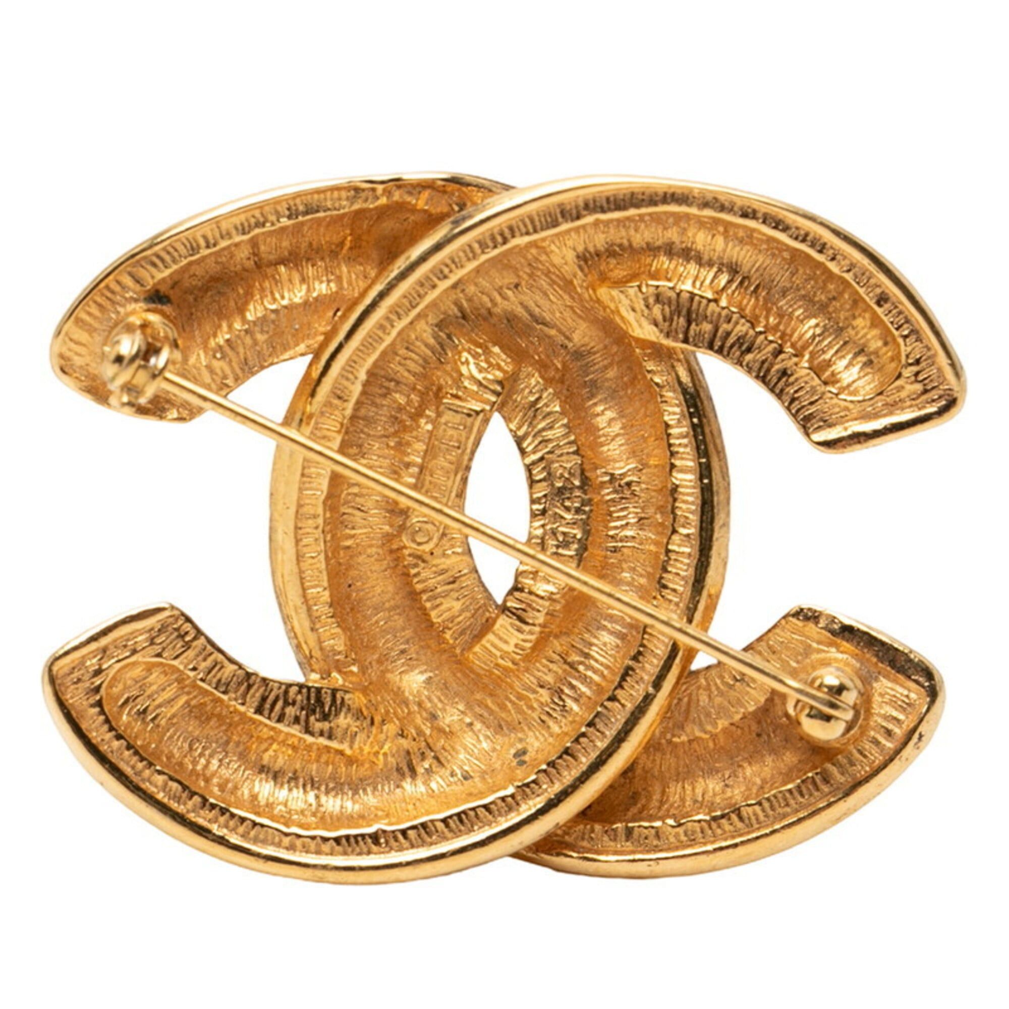 Chanel Chanel Coco Mark Matelassé Logo Brooch, Gold Plated, Women's CHANEL Size ONE SIZE - 2 Thumbnail
