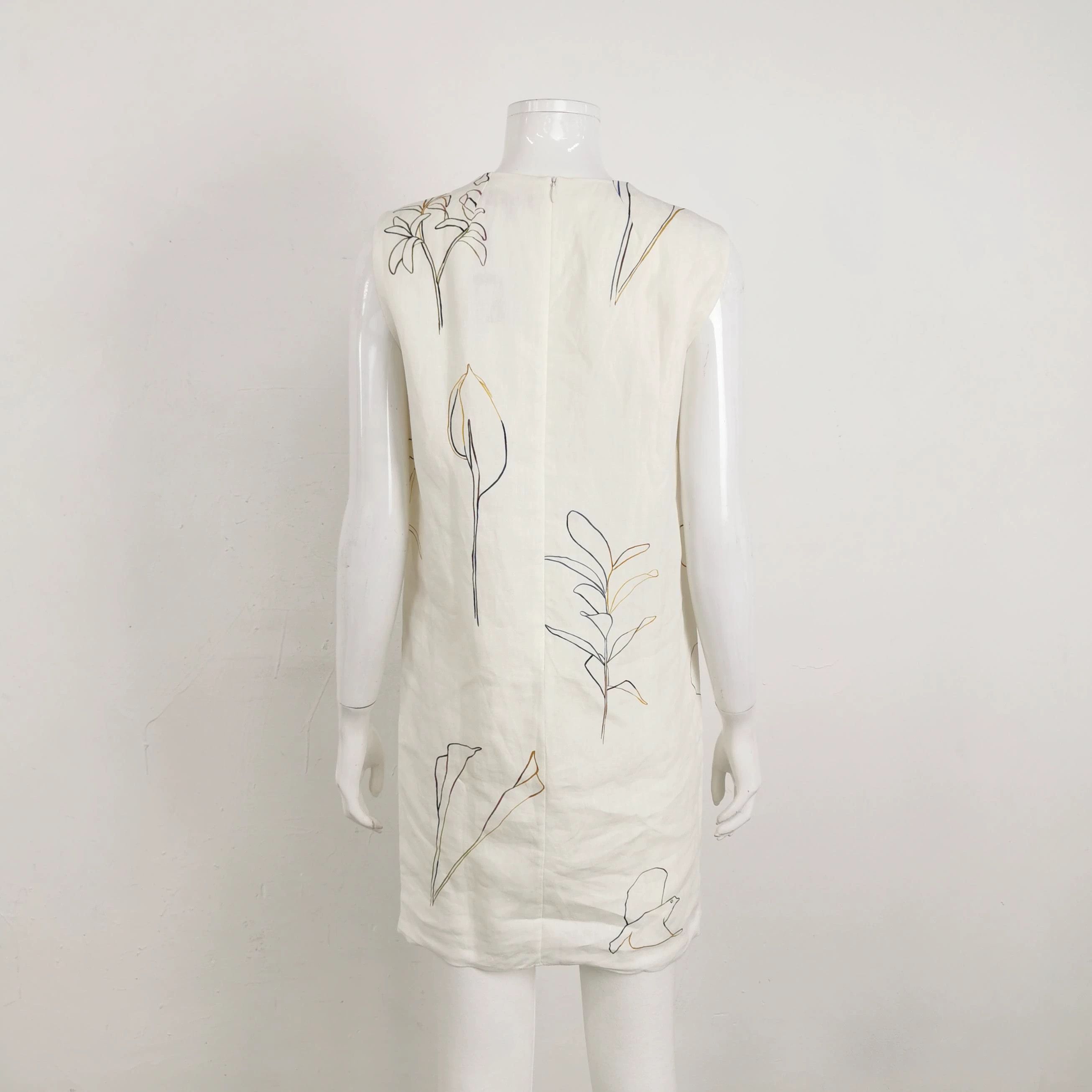 Theory Theory Linen Pattern Crew Neck Dress Size XS / US 0-2 / IT 36-38 - 2 Thumbnail