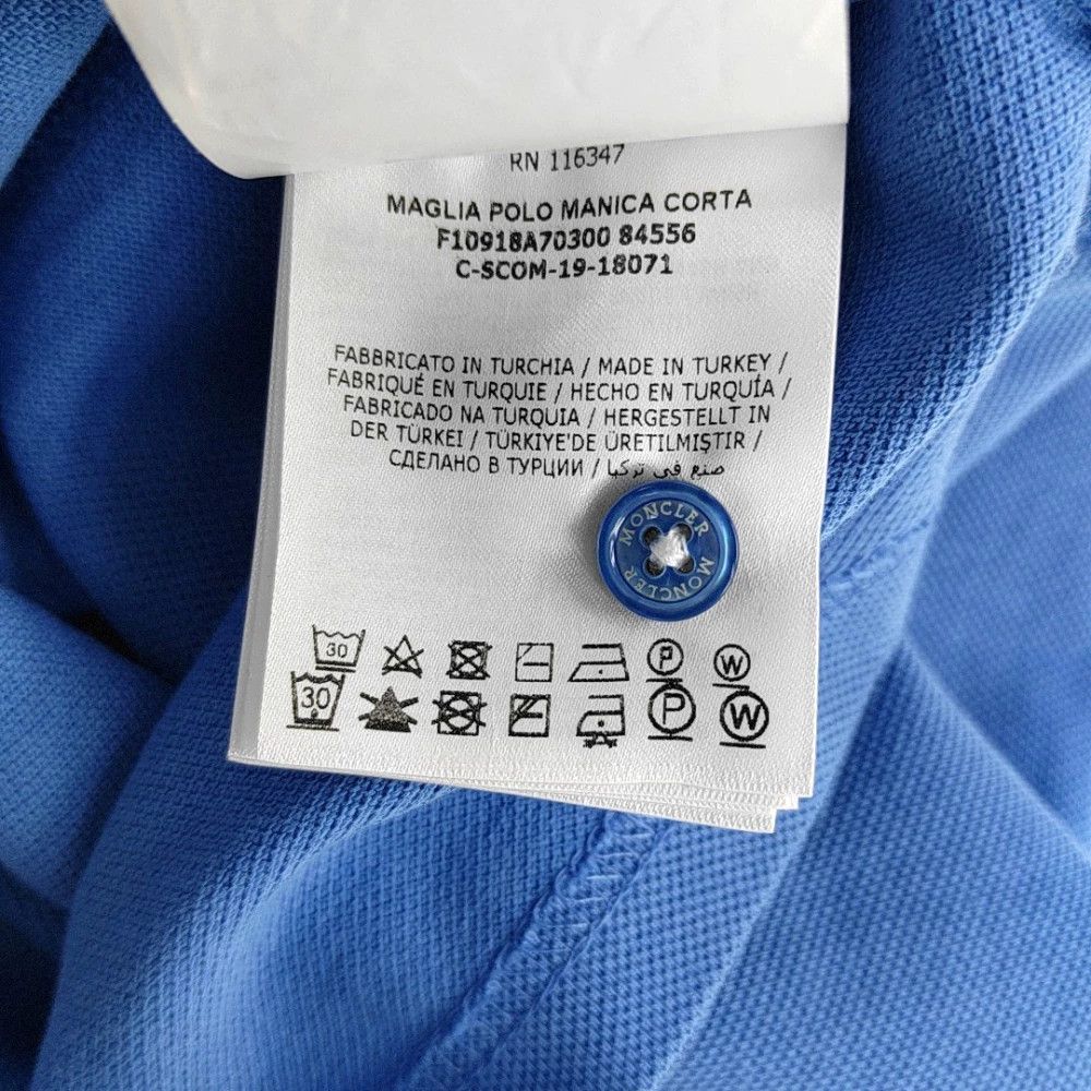 Moncler Moncler Blue Cotton Polo Short Sleeve XL Size US XL / EU 56 / 4 - 4 Thumbnail