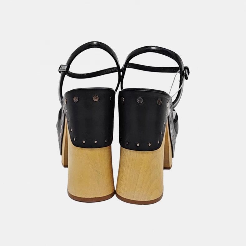 Prada PRADA Black Leather High-Heel Sandals Size US 6 / IT 36 - 3 Thumbnail