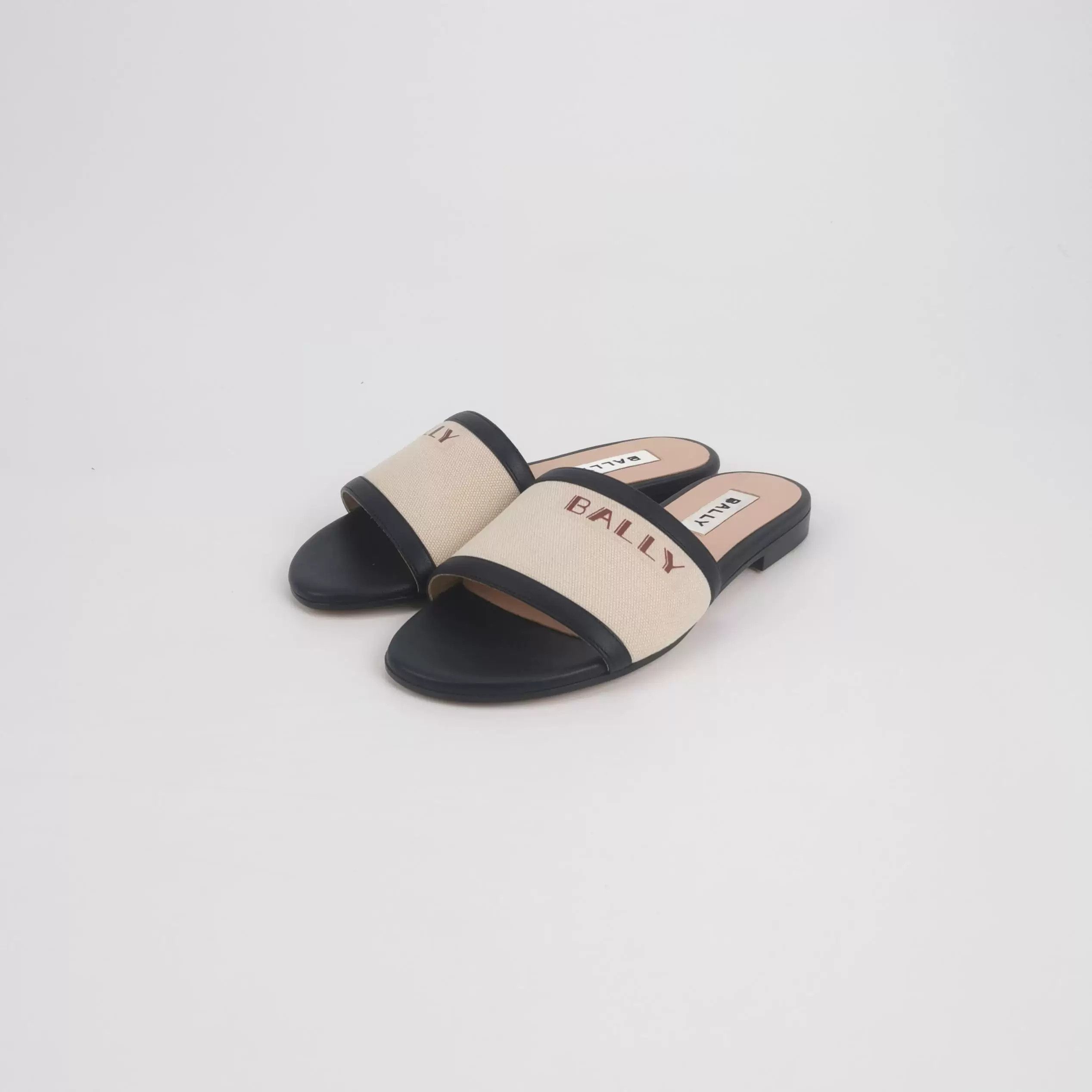 Bally Bally Sheepskin Canvas Logo Slippers 35 Size US 4 / IT 34 - 2 Thumbnail