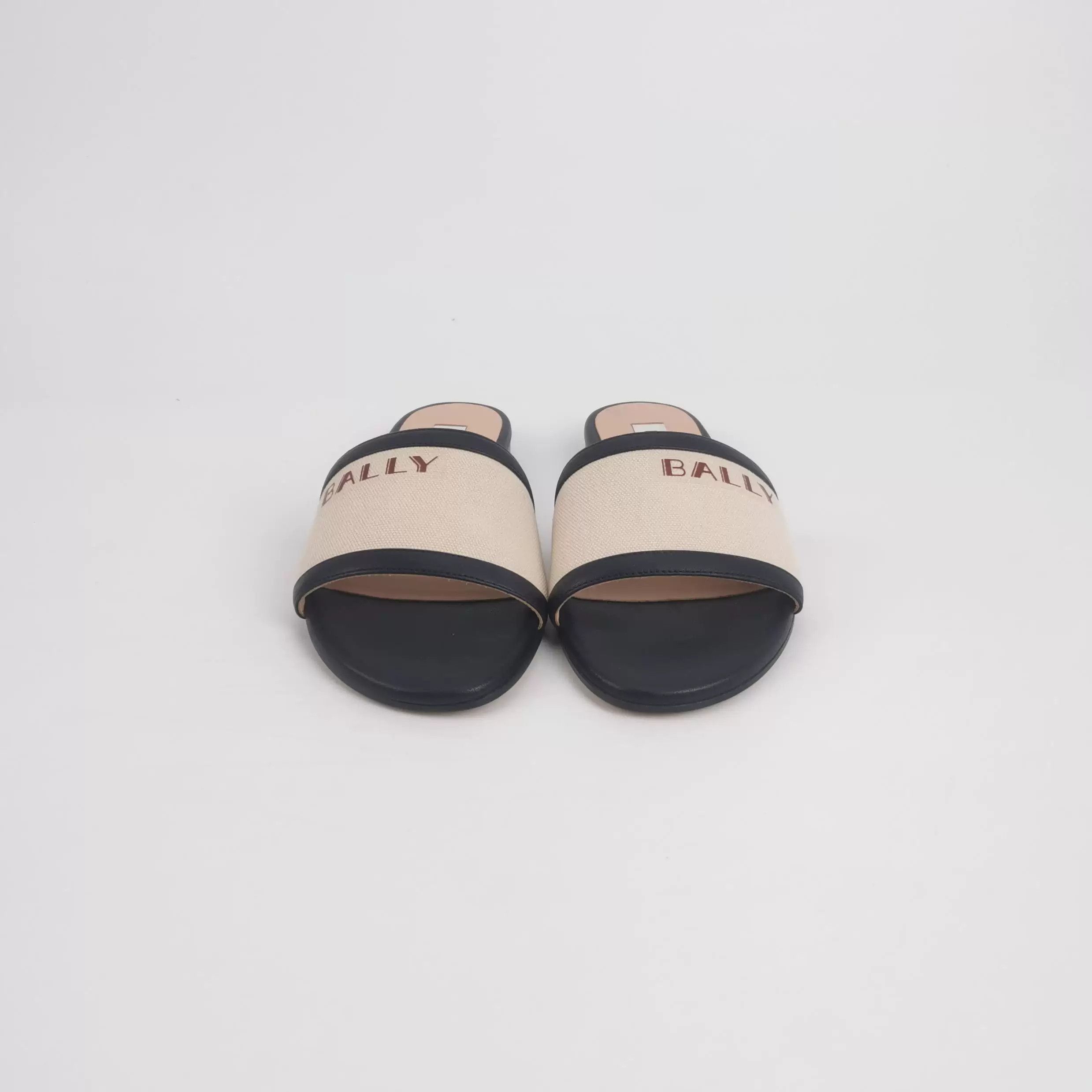 Bally Bally Sheepskin Canvas Logo Slippers 35 Size US 4 / IT 34 - 3 Thumbnail
