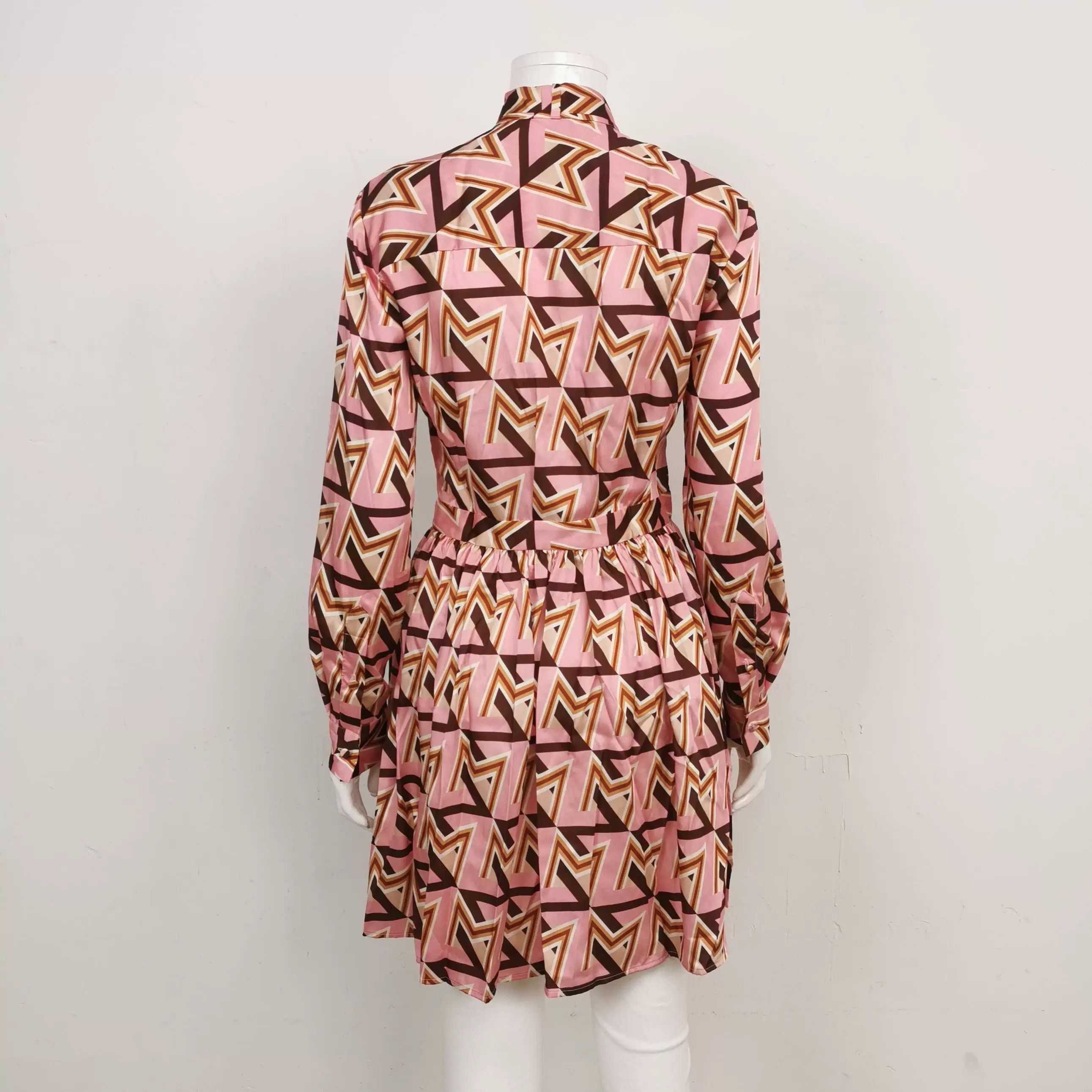 MSGM MSGM Colorblock Print Tie Long Sleeve Dress Size S / US 4 / IT 40 - 2 Thumbnail