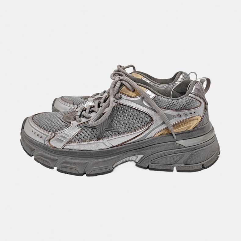 Golden Goose Golden Goose Silver Leather Fabric Sneakers Size US 7 / IT 37 - 5 Thumbnail