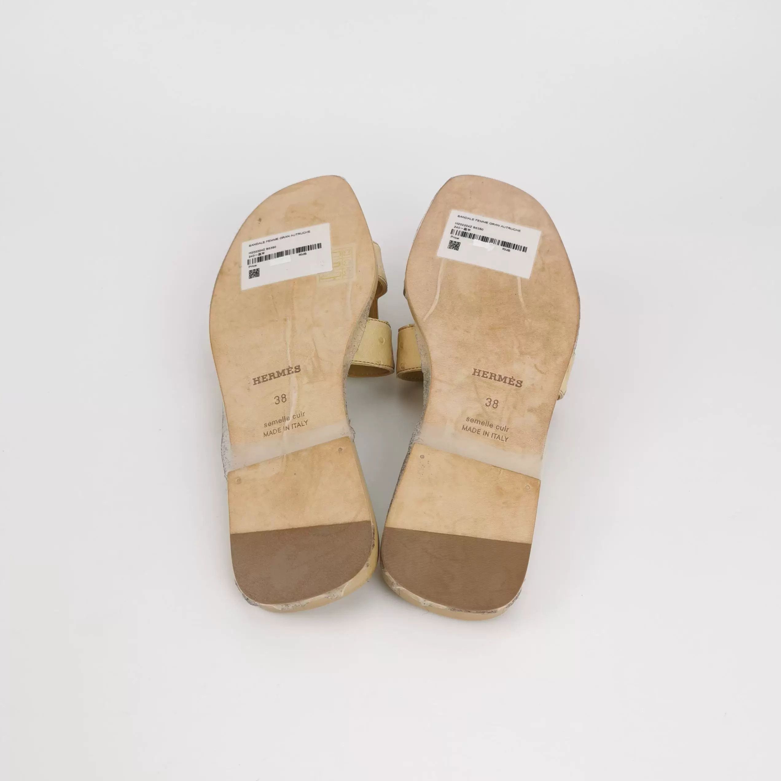 Hermes Hermes Oran Ostrich Leather H Slippers 38 Size US 7 / IT 37 - 5 Thumbnail