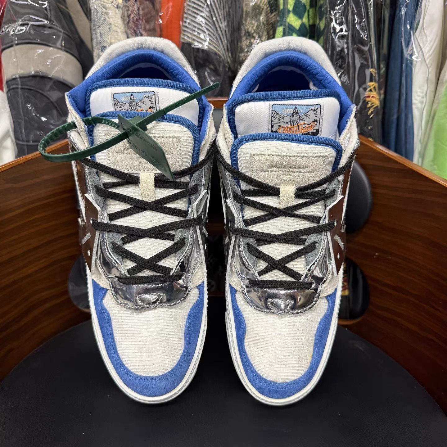 Off-White Blue High-Top Sneakers with Silver Accents Size US 8 / EU 41 - 5 Thumbnail