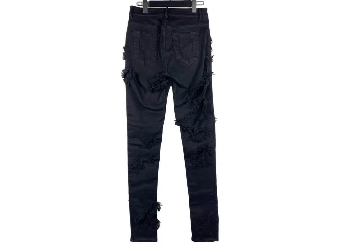 Rick Owens Black Distressed Denim Jeans Size 26 Size US 26 / EU 42 - 2 Thumbnail