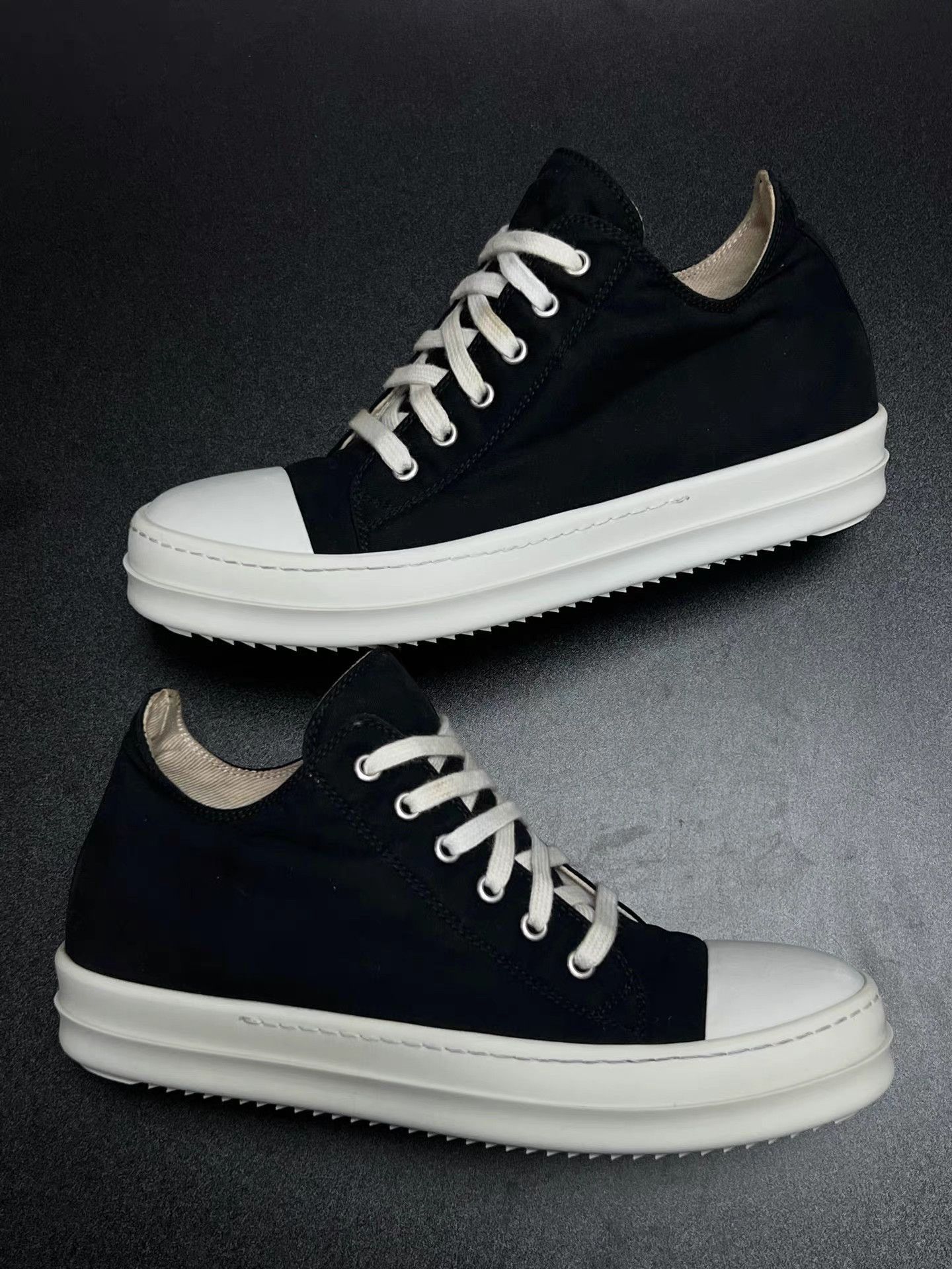 Rick Owens Black Canvas Lace-Up Sneakers Size 6 Size US 6 / EU 39 - 5 Thumbnail