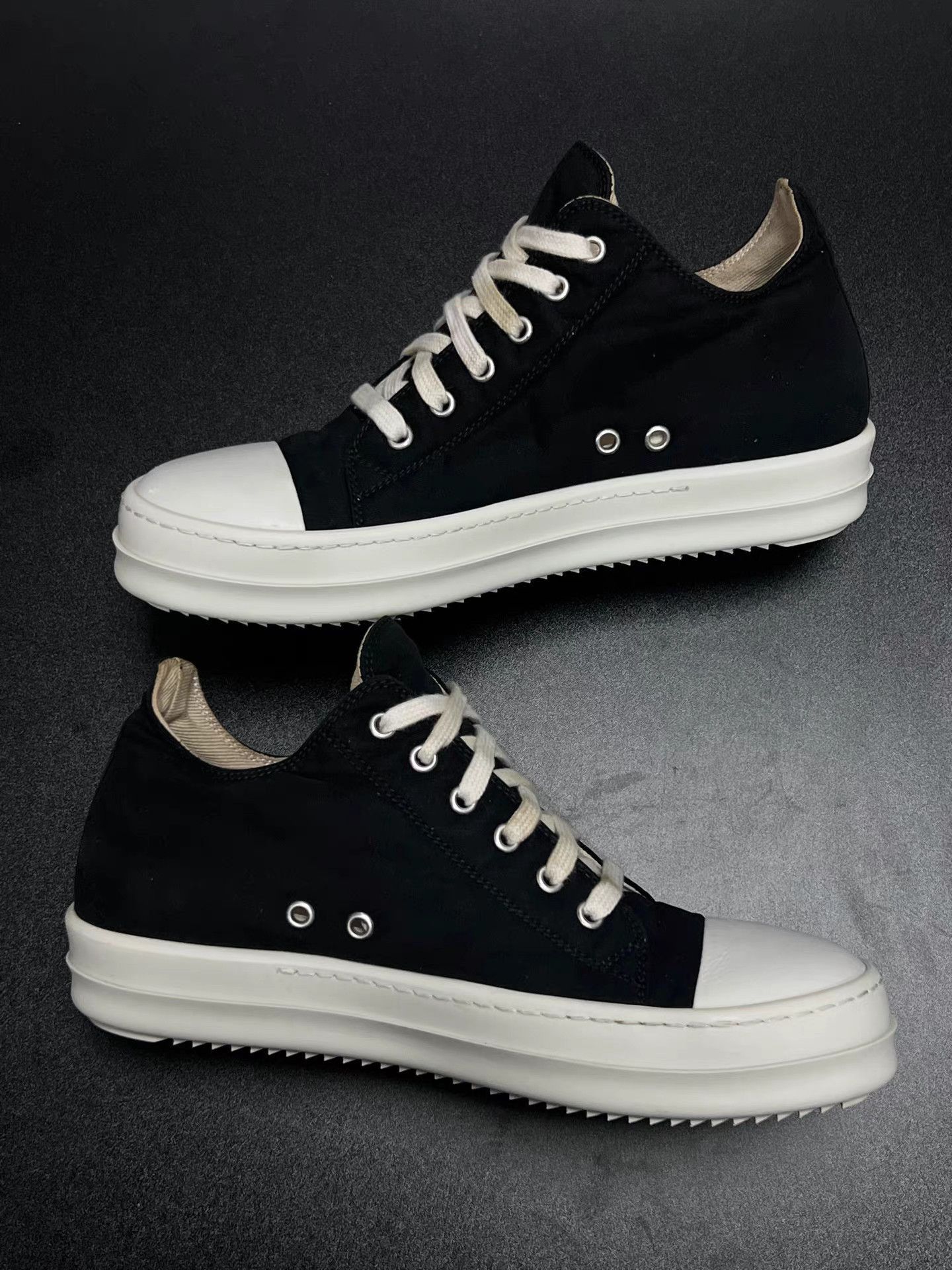 Rick Owens Black Canvas Lace-Up Sneakers Size 6 Size US 6 / EU 39 - 6 Thumbnail