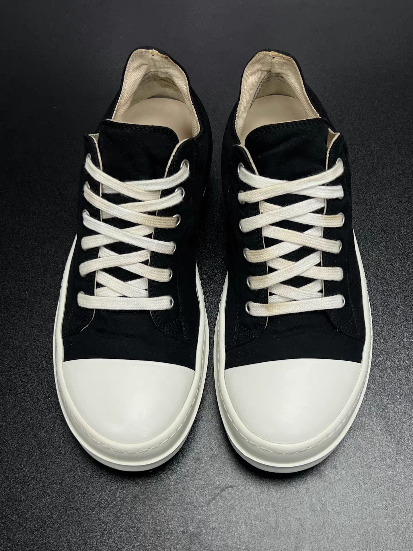 Rick Owens Black Canvas Lace-Up Sneakers Size 6 Size US 6 / EU 39 - 3 Thumbnail