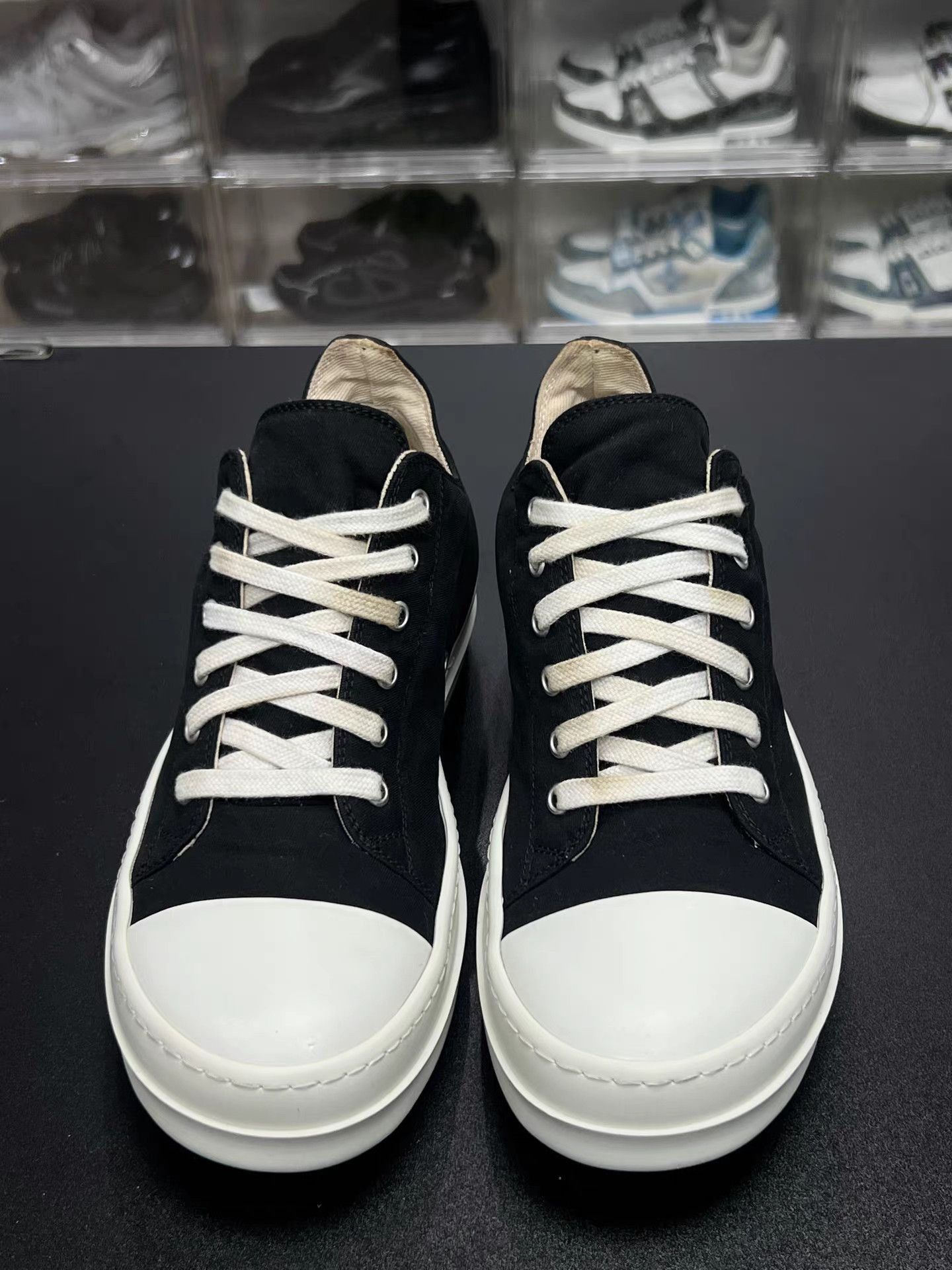 Rick Owens Black Canvas Lace-Up Sneakers Size 6 Size US 6 / EU 39 - 2 Thumbnail