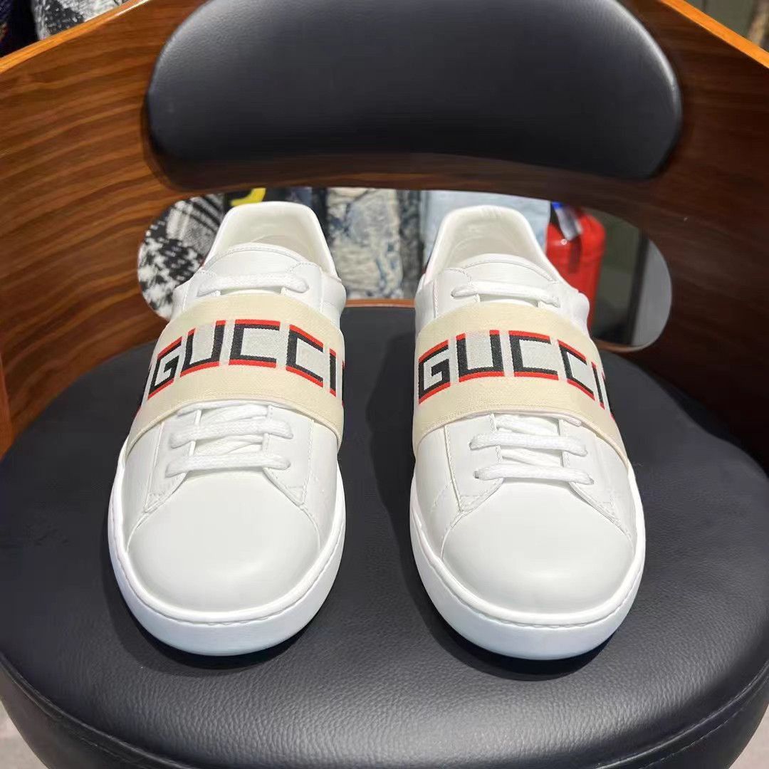 Gucci White Low-Top Sneakers with Stripe Accent Size US 9.5 / EU 42-43 - 2 Thumbnail