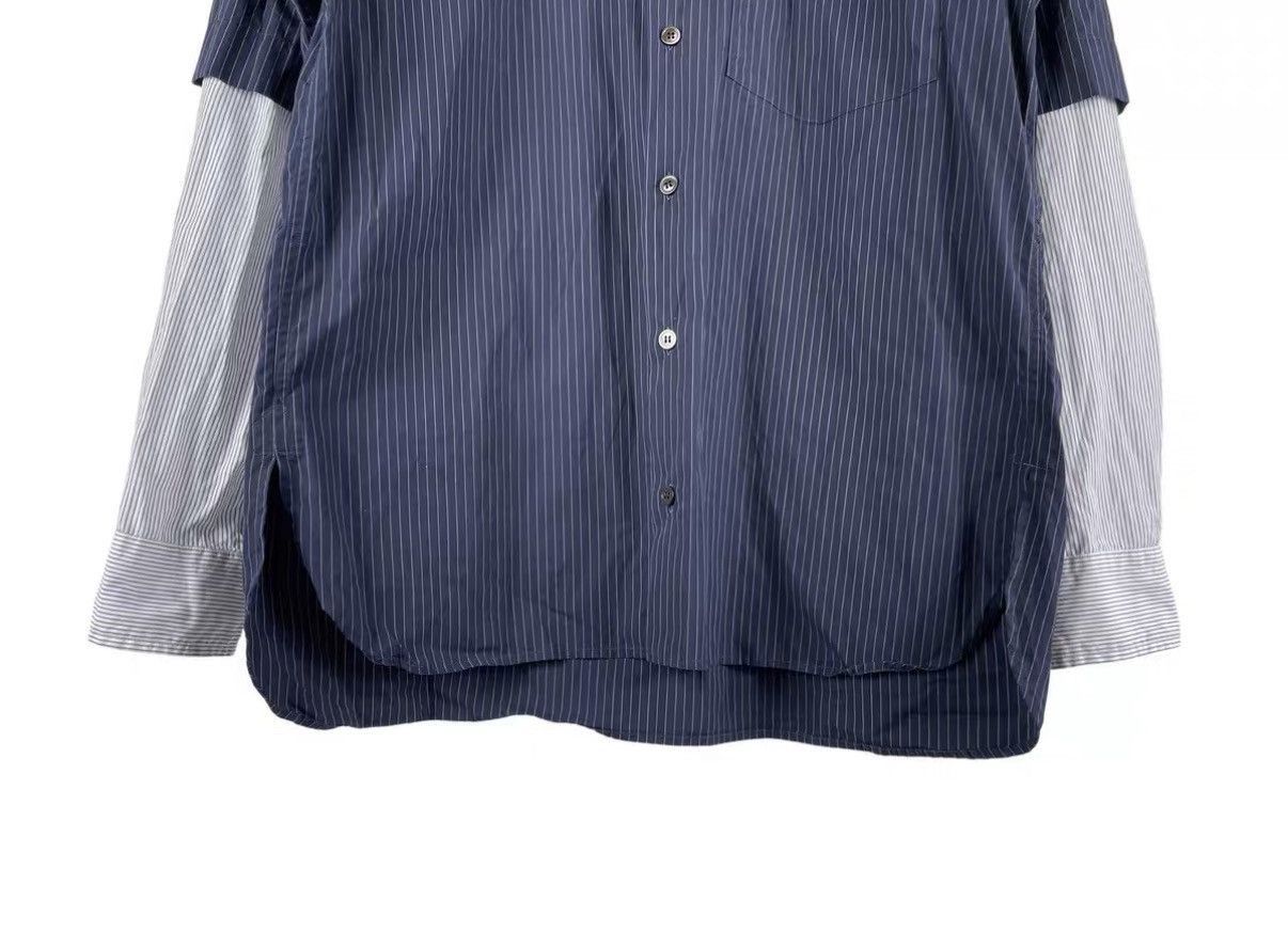 Dries Van Noten Blue Striped Button-Up Shirt with Contrast Sleeves Size US S / EU 44-46 / 1 - 4 Thumbnail