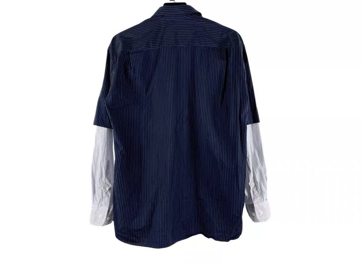 Dries Van Noten Blue Striped Button-Up Shirt with Contrast Sleeves Size US S / EU 44-46 / 1 - 2 Thumbnail