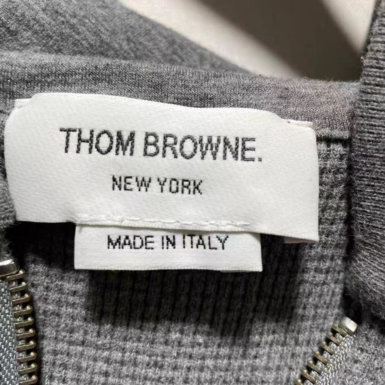 Thom Browne Gray Zip-Up Hoodie with Striped Sleeves Size US M / EU 48-50 / 2 - 6 Thumbnail