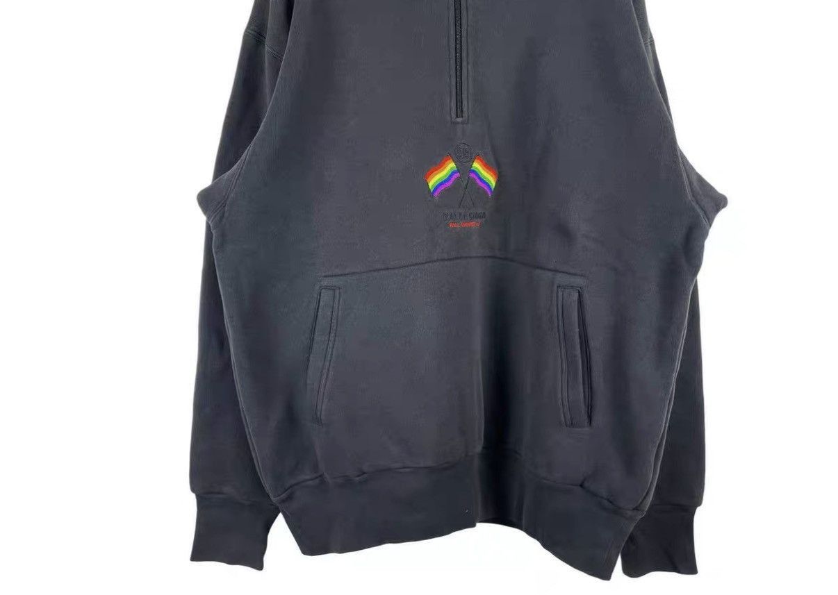 Balenciaga Black Half-Zip Sweatshirt with Rainbow Graphic Size US M / EU 48-50 / 2 - 4 Thumbnail