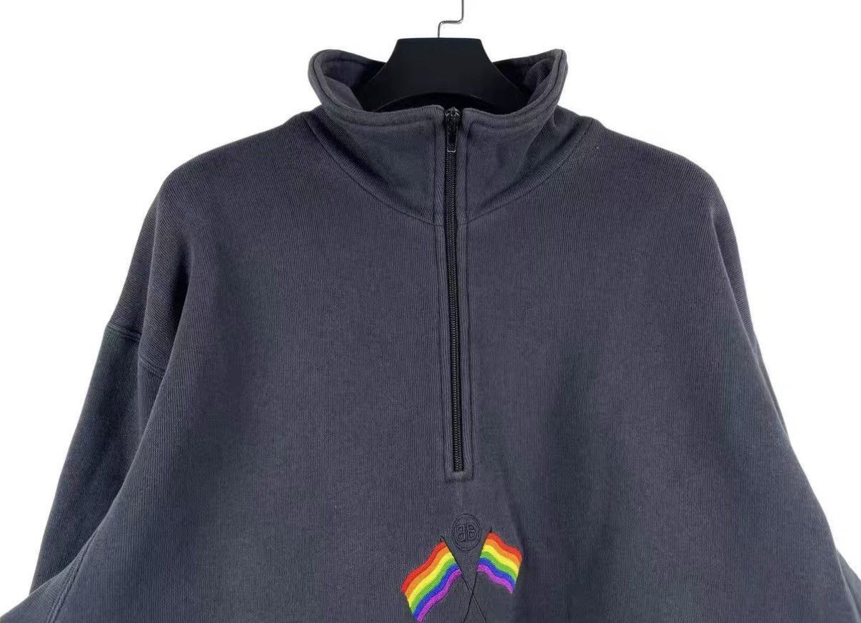 Balenciaga Black Half-Zip Sweatshirt with Rainbow Graphic Size US M / EU 48-50 / 2 - 3 Thumbnail