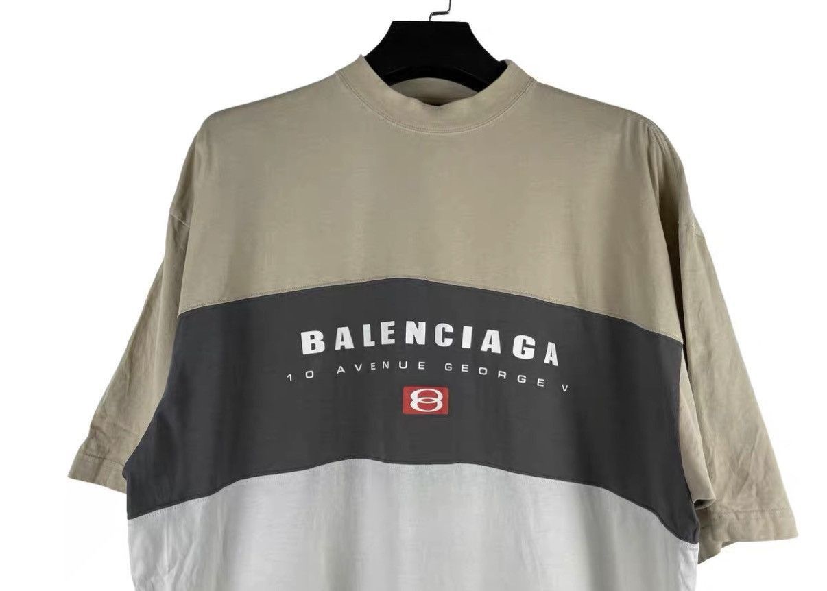 Balenciaga Beige Short Sleeve Color Block Stripe Shirt S Size US S / EU 44-46 / 1 - 3 Thumbnail