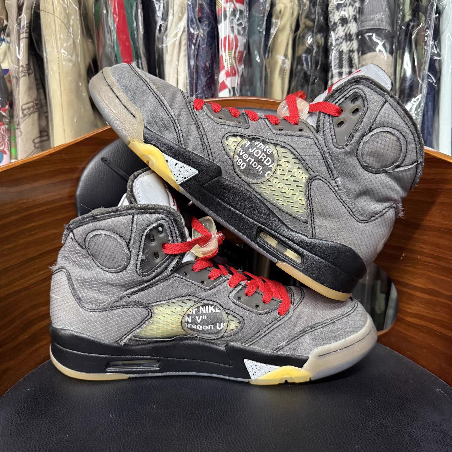 Jordan Brand Gray High-Top Sneakers with Red Laces Size US 9.5 / EU 42-43 - 7 Thumbnail