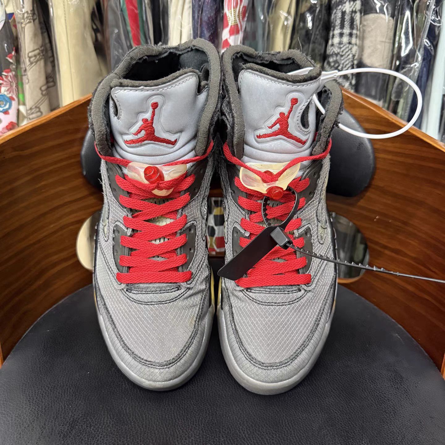 Jordan Brand Gray High-Top Sneakers with Red Laces Size US 9.5 / EU 42-43 - 5 Thumbnail