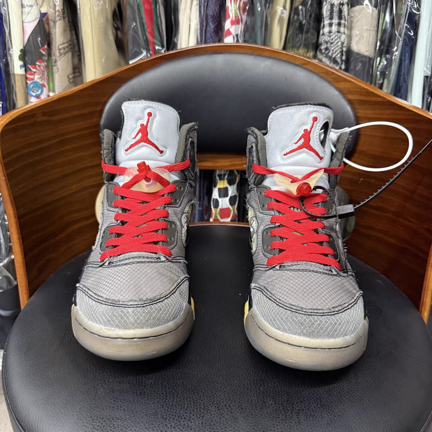 Jordan Brand Gray High-Top Sneakers with Red Laces Size US 9.5 / EU 42-43 - 2 Thumbnail