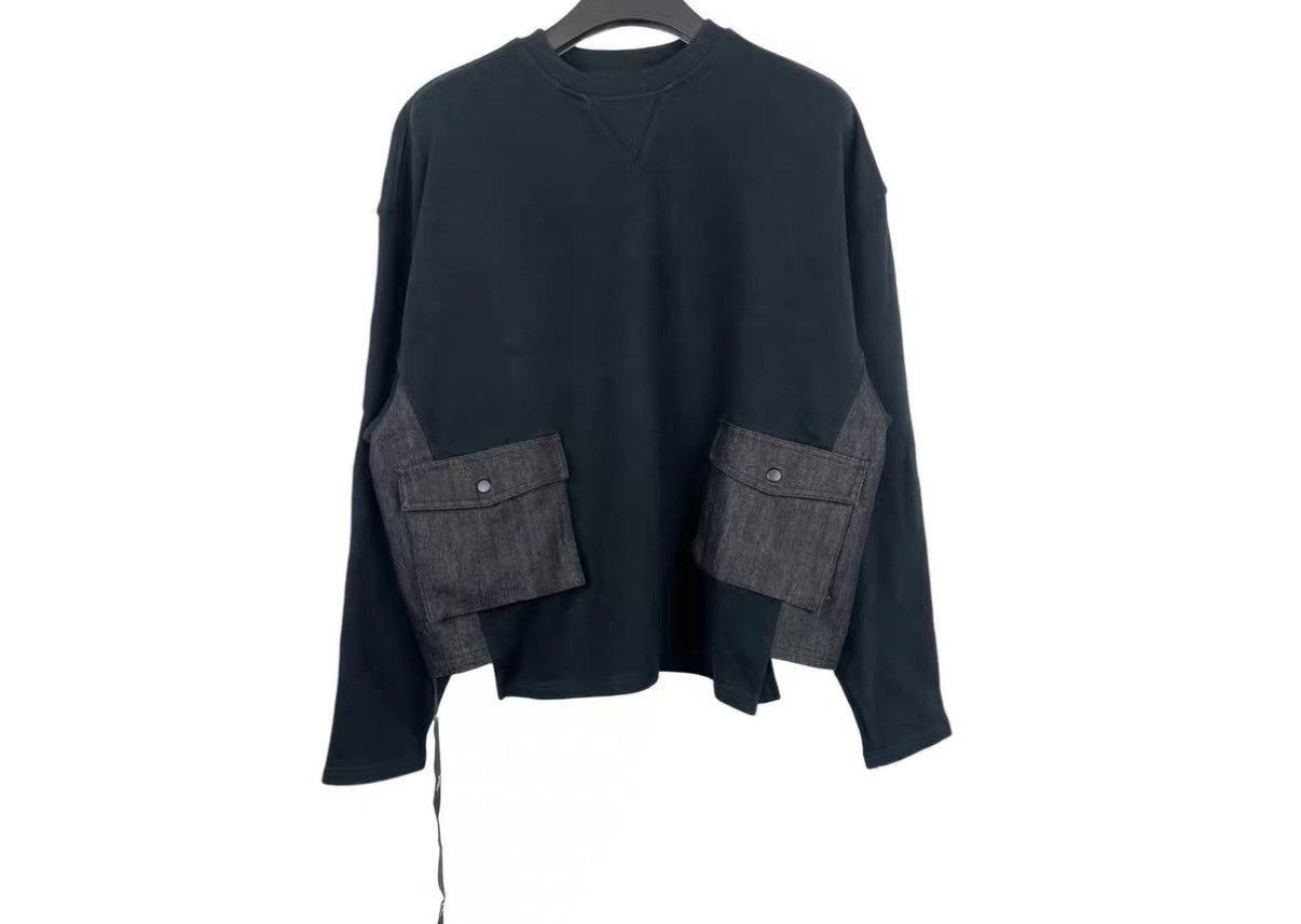 Kith Black Long Sleeve Sweatshirt with Denim Pockets Size US S / EU 44-46 / 1 - 3 Thumbnail
