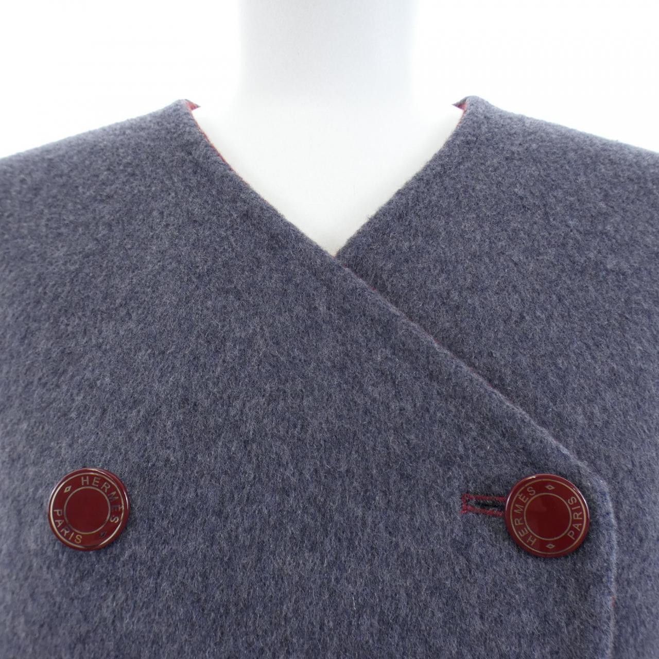 Hermes Hermes Hermes 100% Cashmere Collarless Jacket Textile Outerwear DUTY FREE for USA Size ONE SIZE - 5 Thumbnail