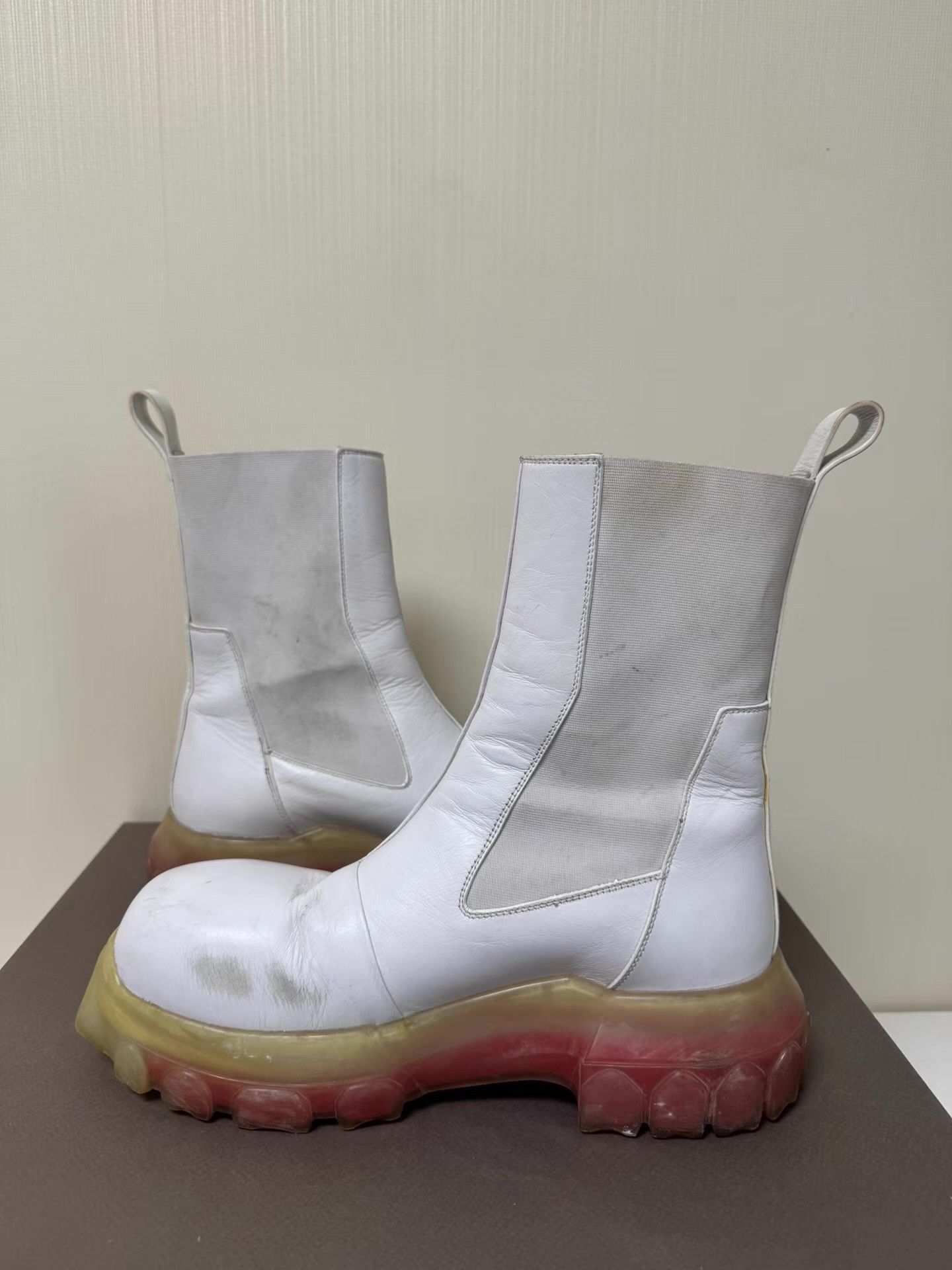 Rick Owens White Chunky Sole Ankle Boots Size US 8 / EU 41 - 2 Thumbnail