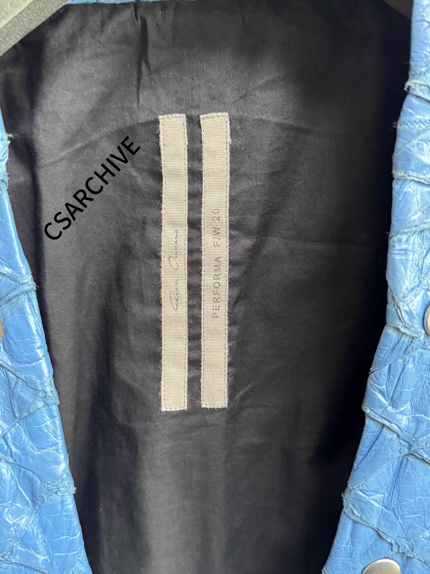 Rick Owens Blue Textured Leather Jacket Size L Size US L / EU 52-54 / 3 - 5 Thumbnail