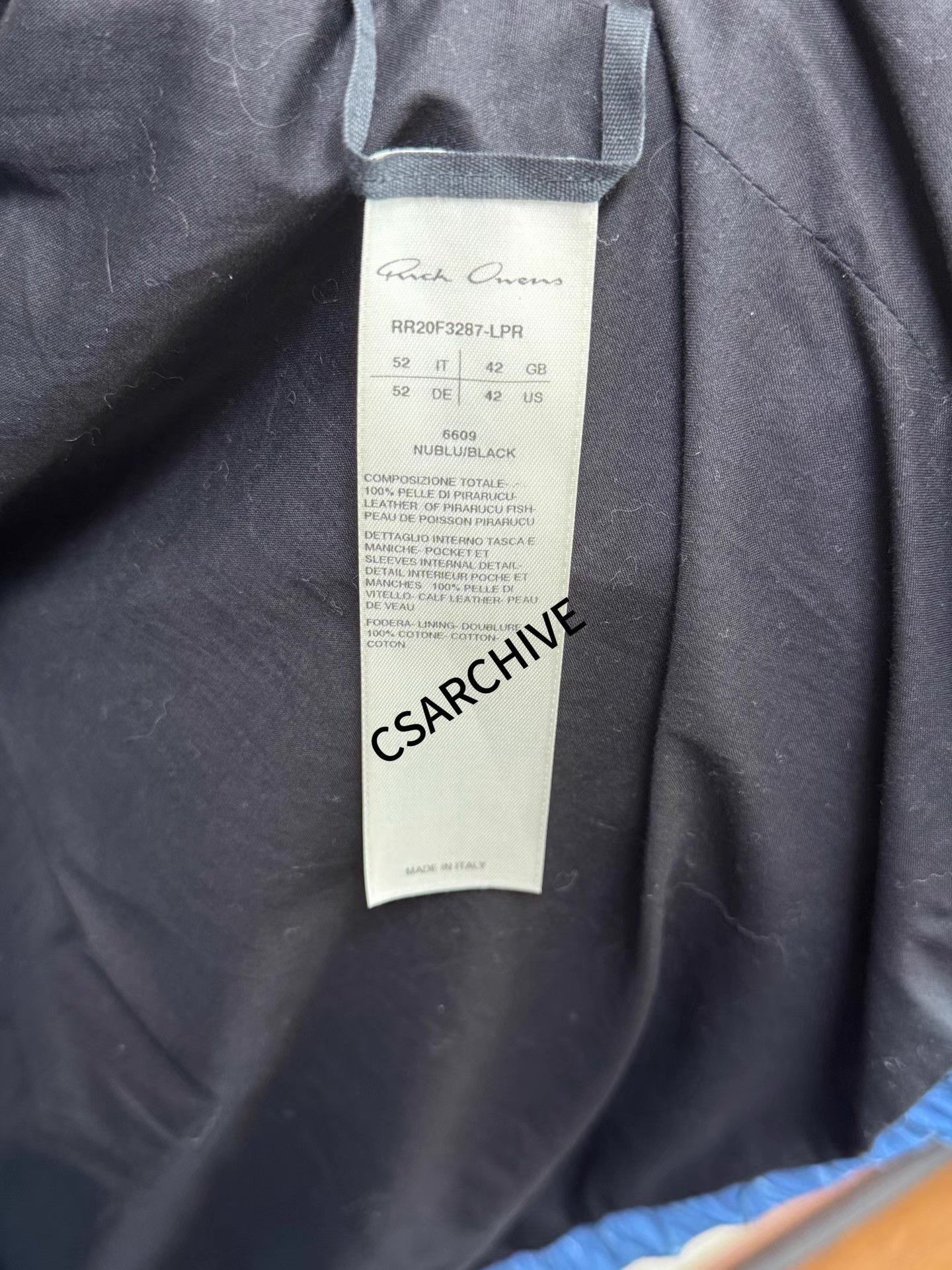 Rick Owens Blue Textured Leather Jacket Size L Size US L / EU 52-54 / 3 - 6 Thumbnail